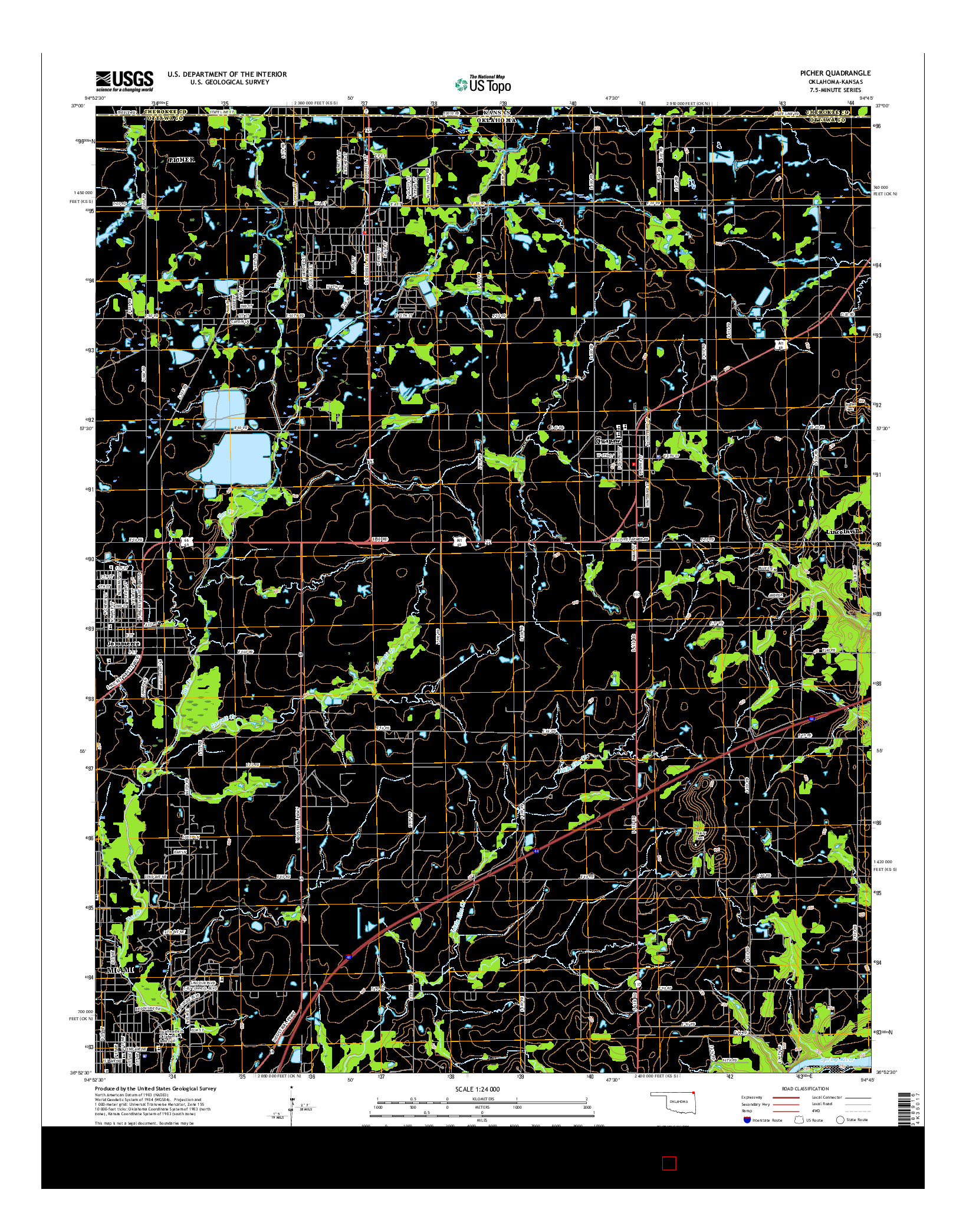 USGS US TOPO 7.5-MINUTE MAP FOR PICHER, OK-KS 2016