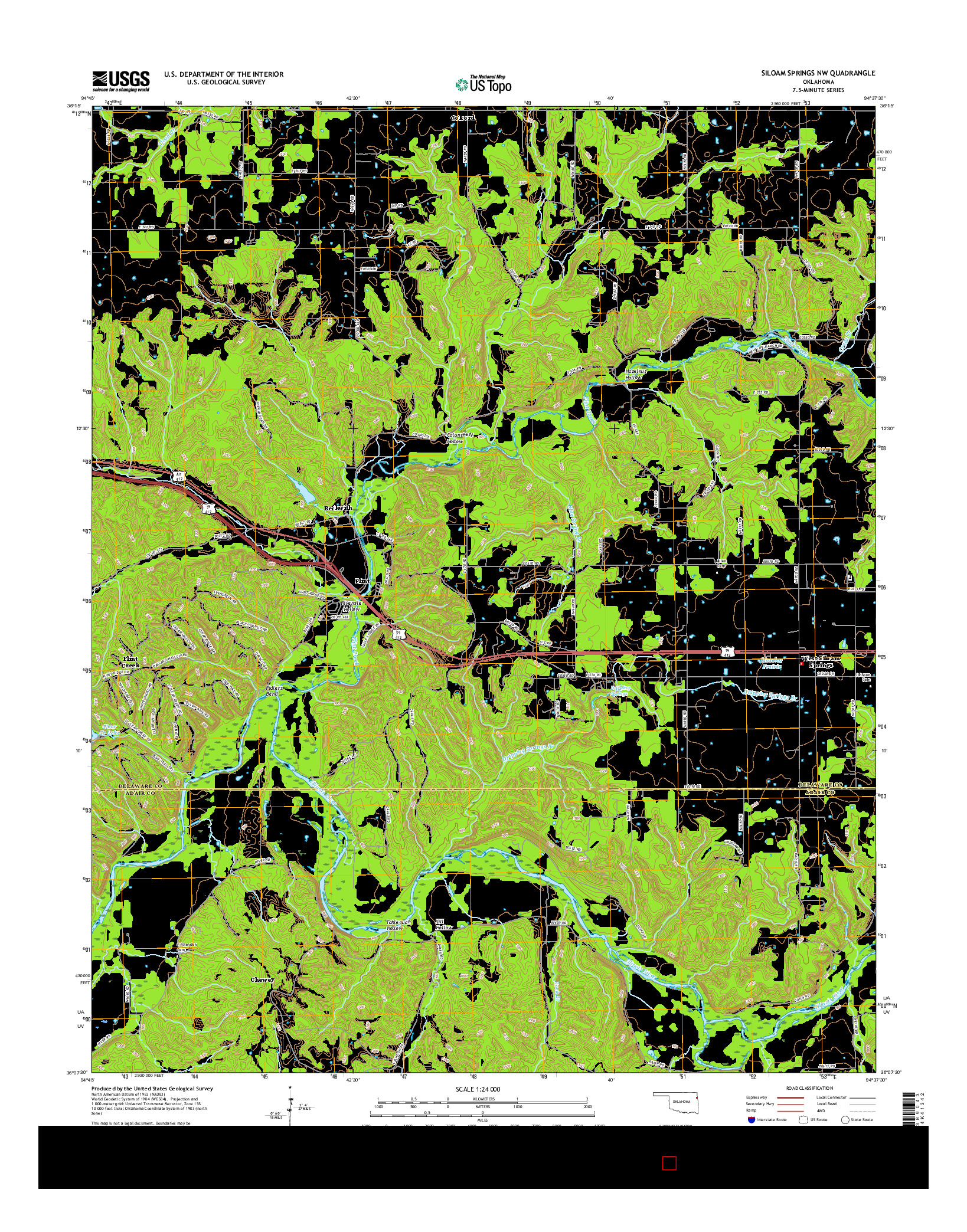 USGS US TOPO 7.5-MINUTE MAP FOR SILOAM SPRINGS NW, OK 2016