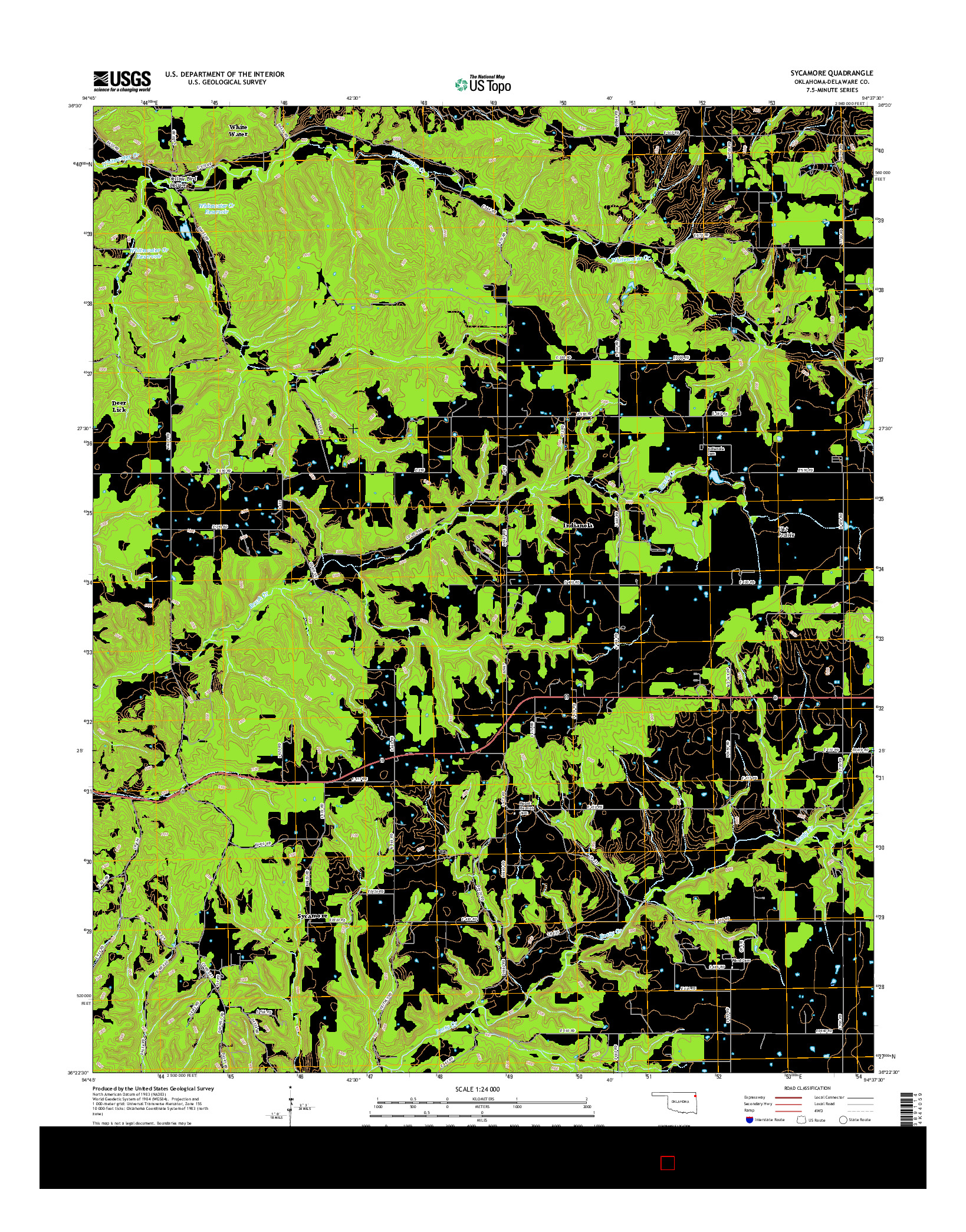 USGS US TOPO 7.5-MINUTE MAP FOR SYCAMORE, OK 2016