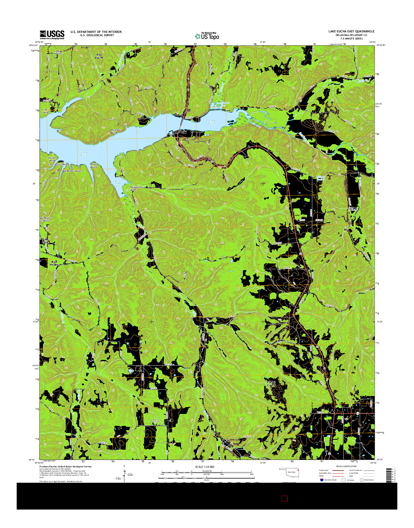 USGS US TOPO 7.5-MINUTE MAP FOR LAKE EUCHA EAST, OK 2016