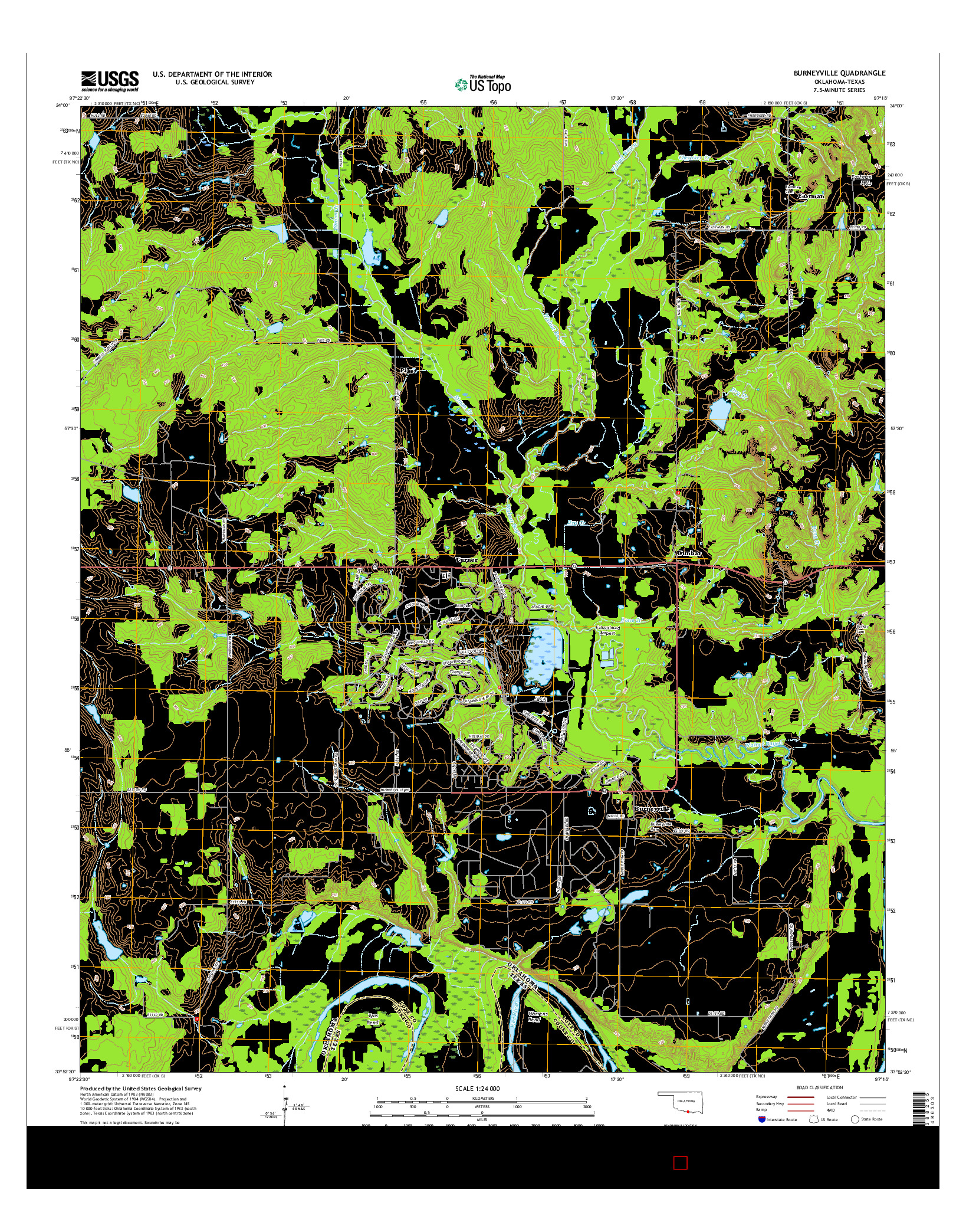 USGS US TOPO 7.5-MINUTE MAP FOR BURNEYVILLE, OK-TX 2016