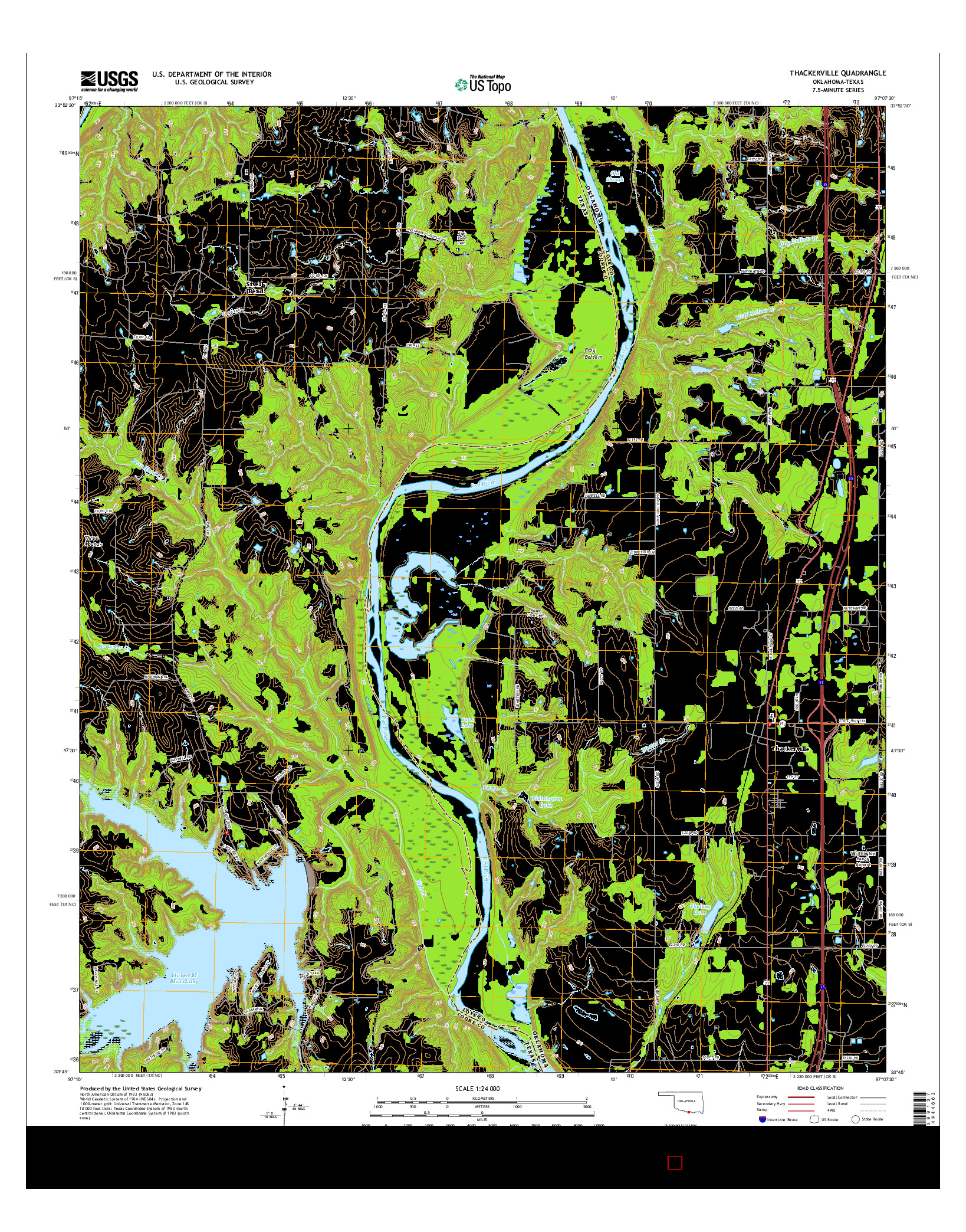 USGS US TOPO 7.5-MINUTE MAP FOR THACKERVILLE, OK-TX 2016