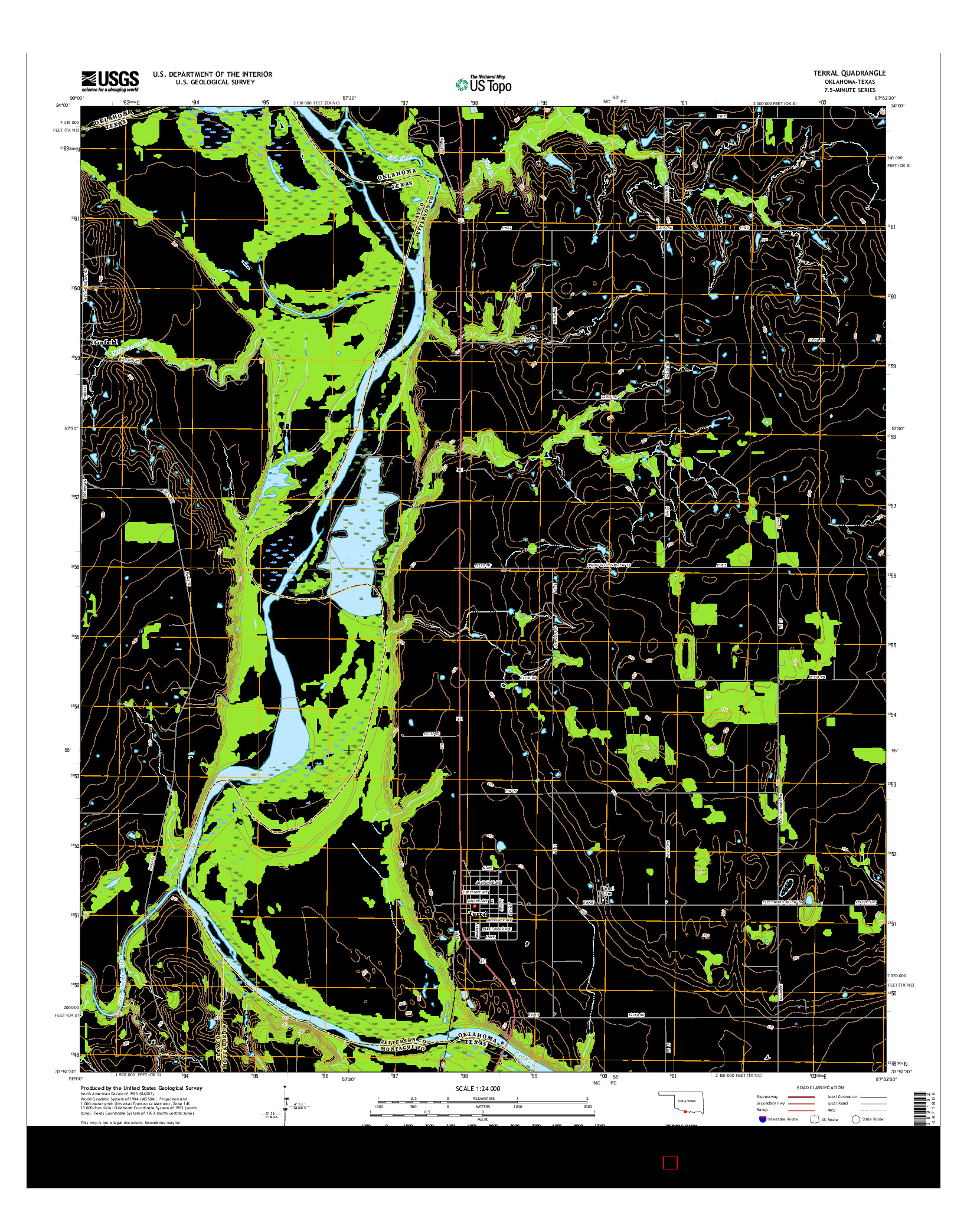 USGS US TOPO 7.5-MINUTE MAP FOR TERRAL, OK-TX 2016