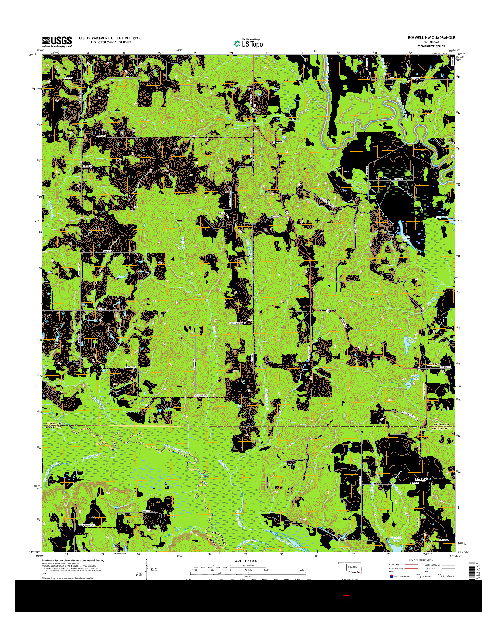 USGS US TOPO 7.5-MINUTE MAP FOR BOSWELL NW, OK 2016