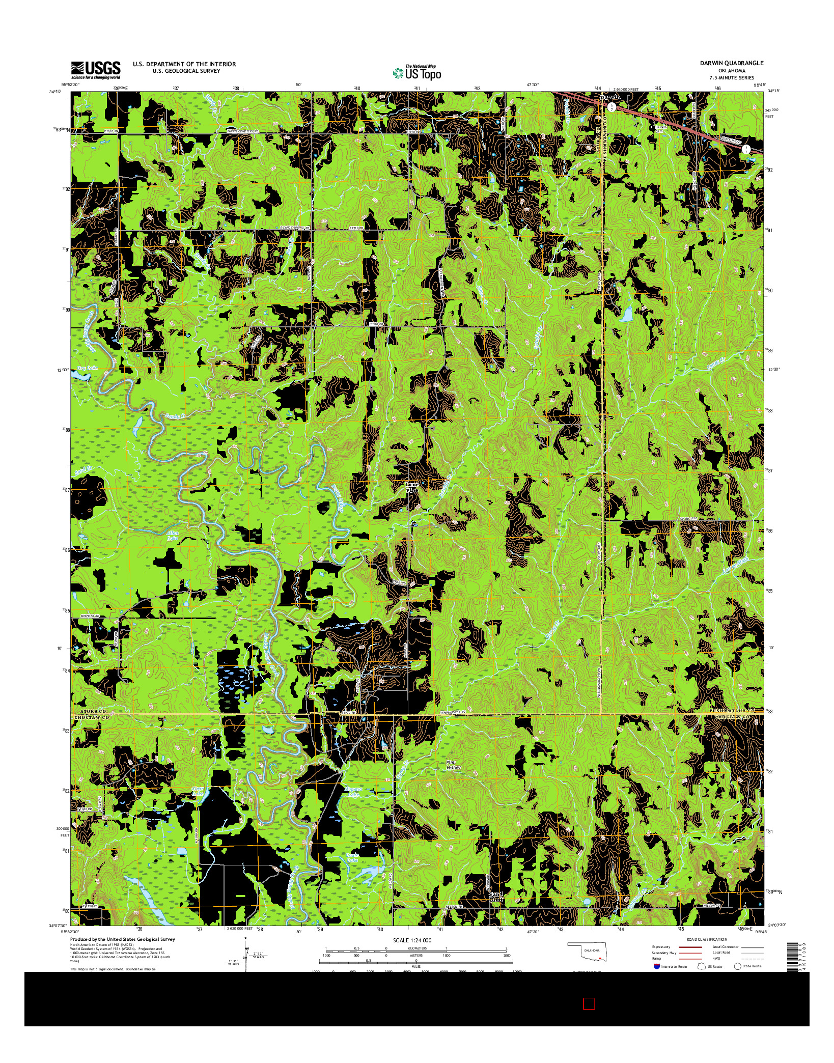 USGS US TOPO 7.5-MINUTE MAP FOR DARWIN, OK 2016