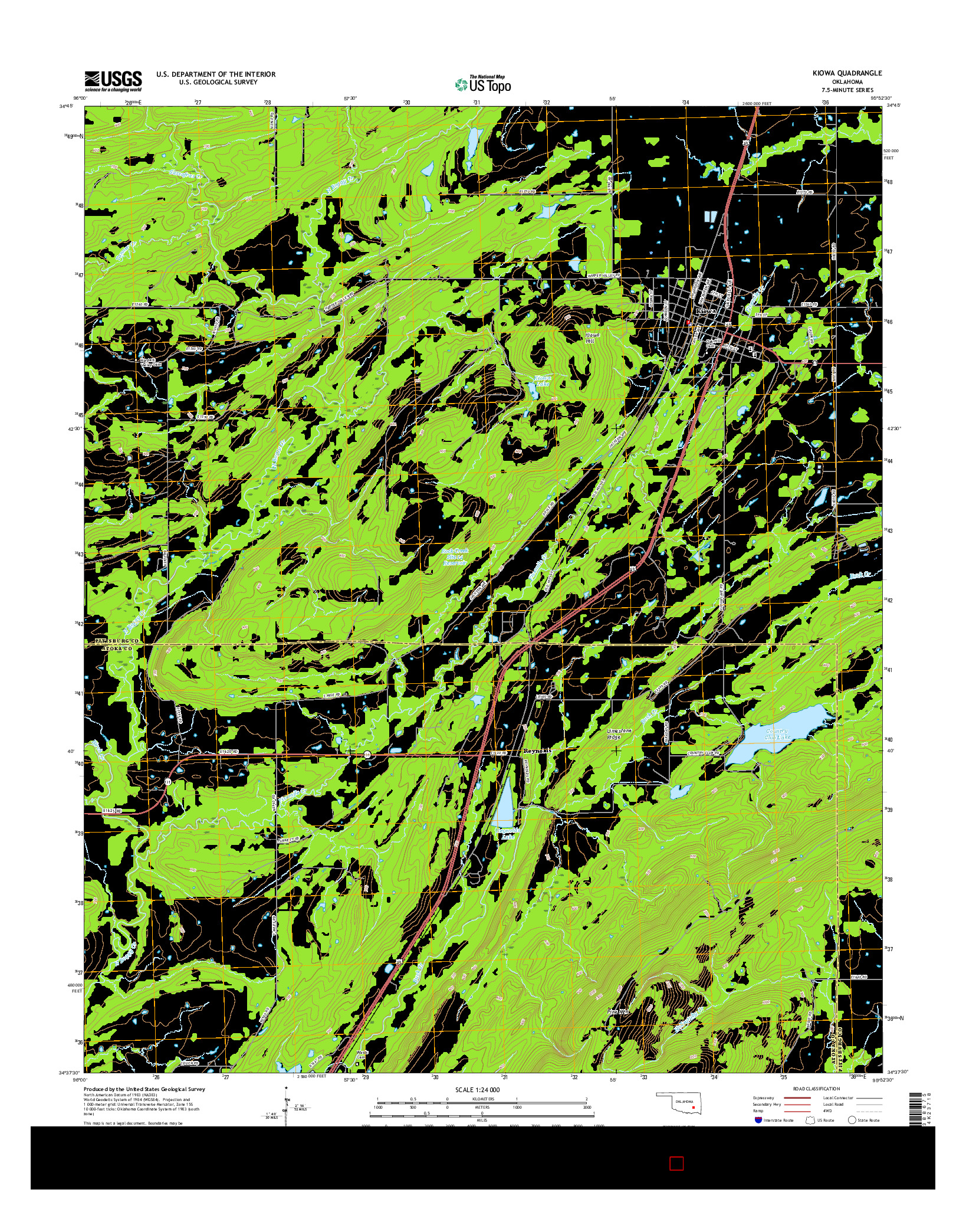 USGS US TOPO 7.5-MINUTE MAP FOR KIOWA, OK 2016