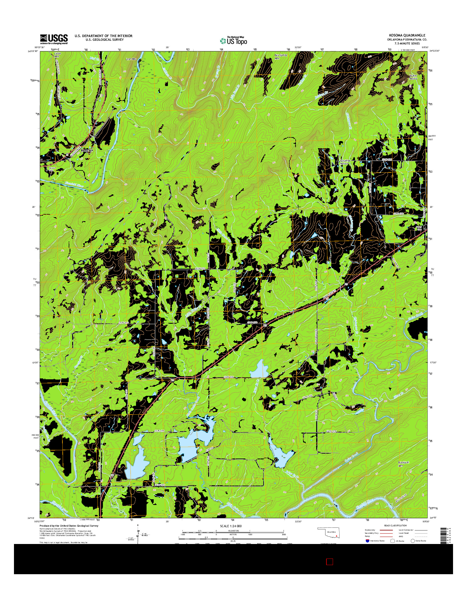 USGS US TOPO 7.5-MINUTE MAP FOR KOSOMA, OK 2016