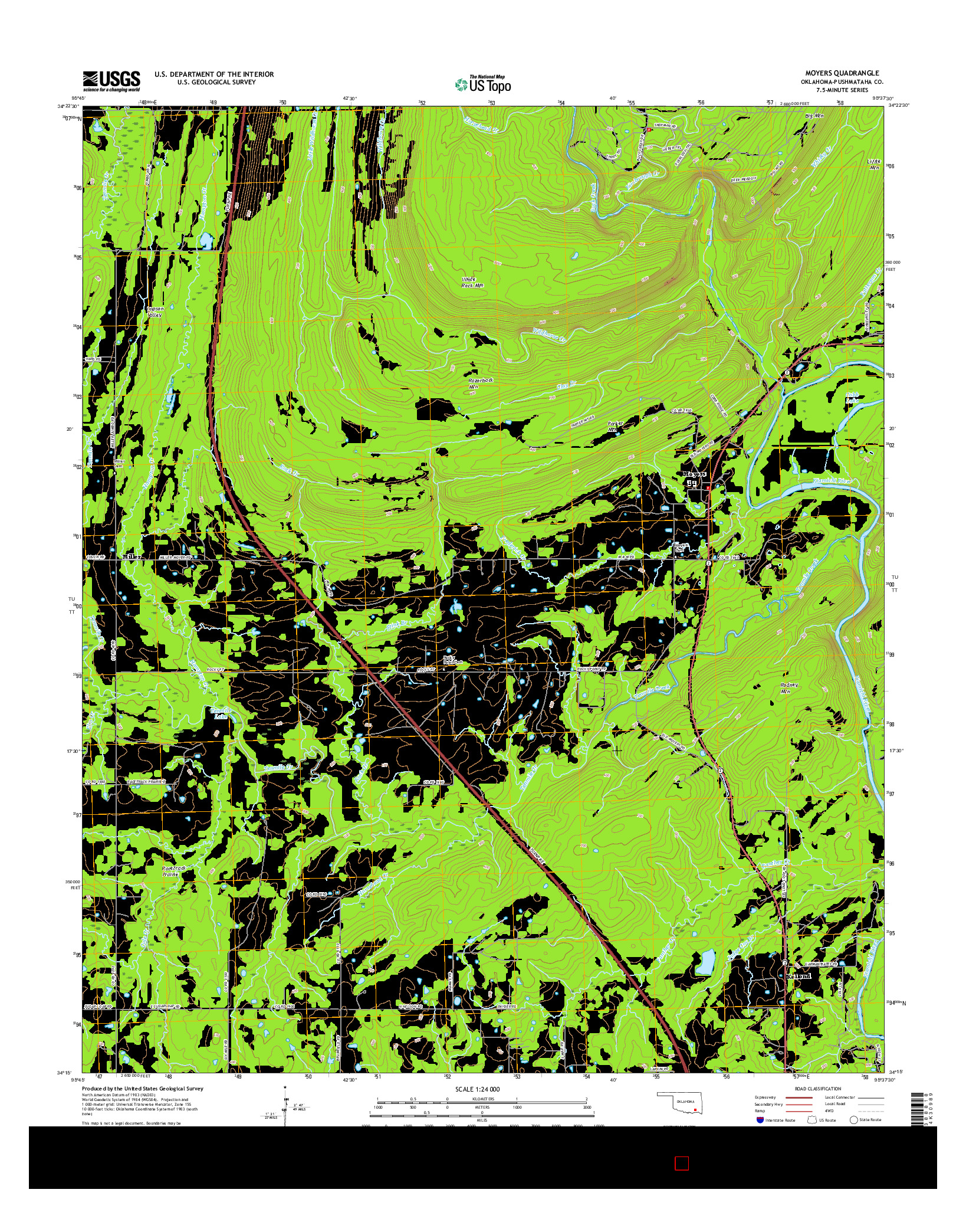 USGS US TOPO 7.5-MINUTE MAP FOR MOYERS, OK 2016