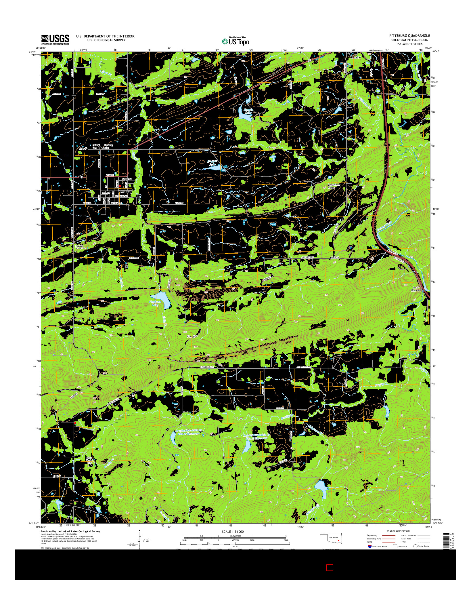 USGS US TOPO 7.5-MINUTE MAP FOR PITTSBURG, OK 2016