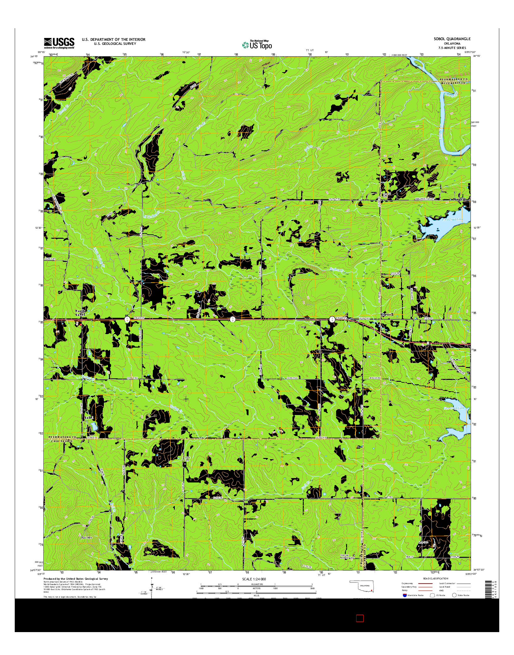 USGS US TOPO 7.5-MINUTE MAP FOR SOBOL, OK 2016