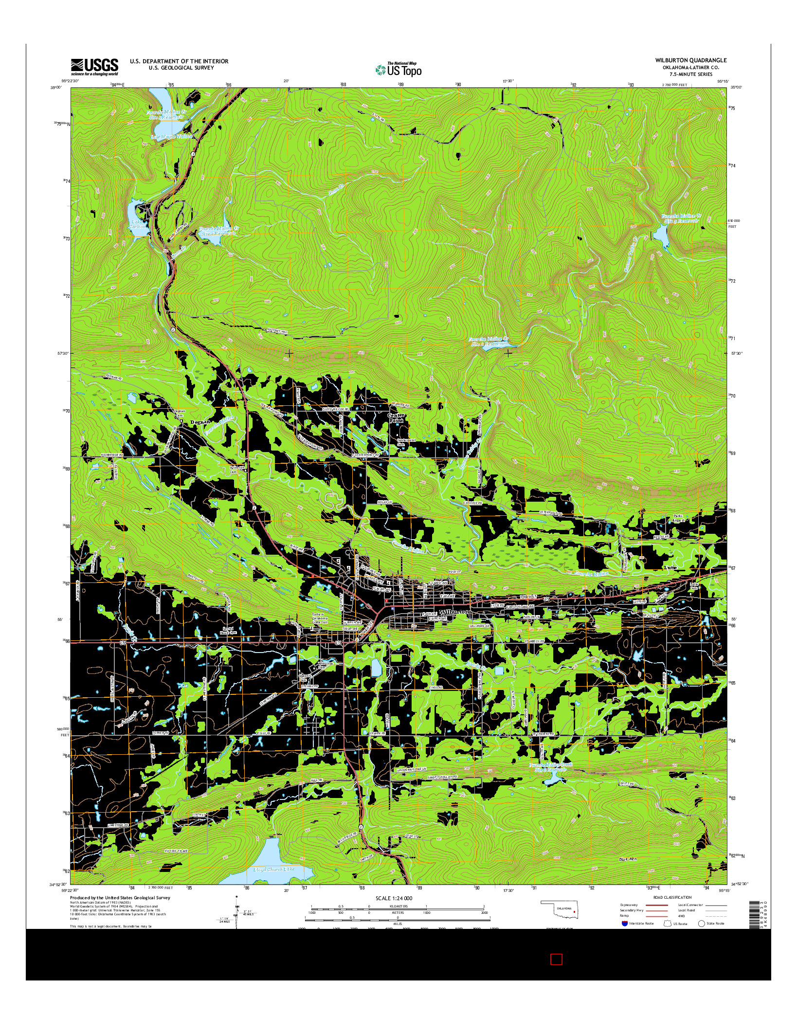 USGS US TOPO 7.5-MINUTE MAP FOR WILBURTON, OK 2016