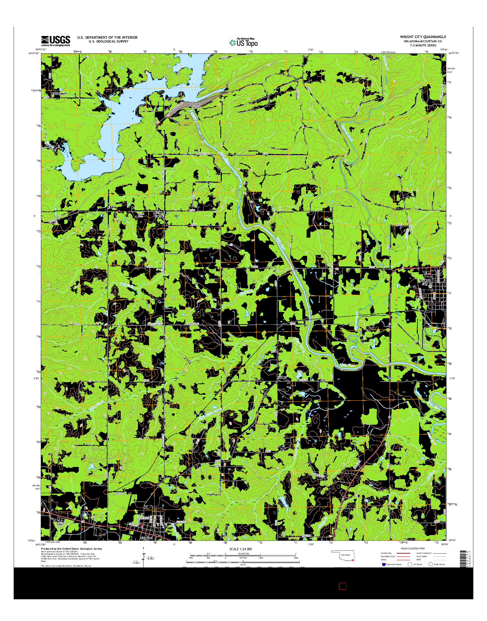 USGS US TOPO 7.5-MINUTE MAP FOR WRIGHT CITY, OK 2016