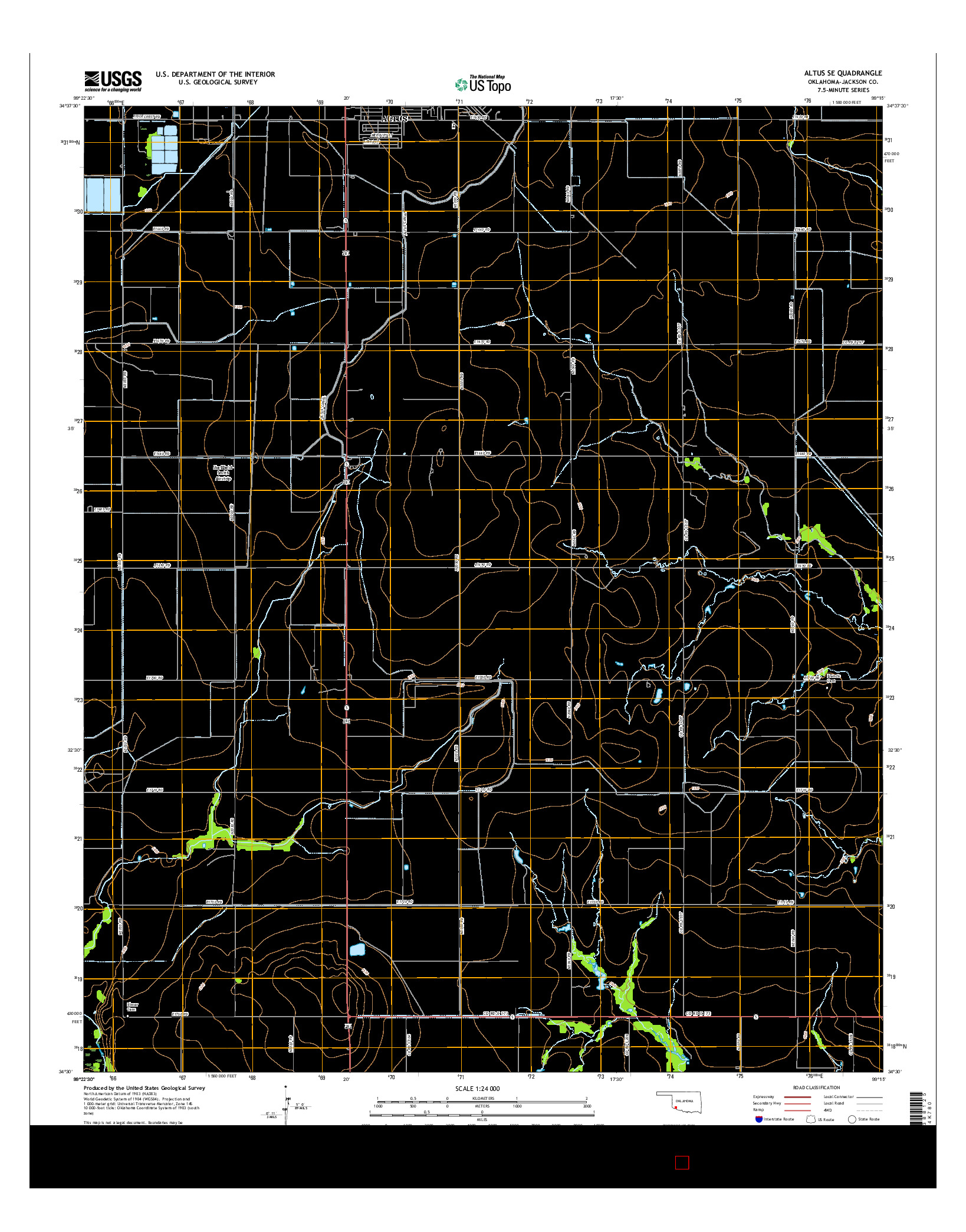 USGS US TOPO 7.5-MINUTE MAP FOR ALTUS SE, OK 2016