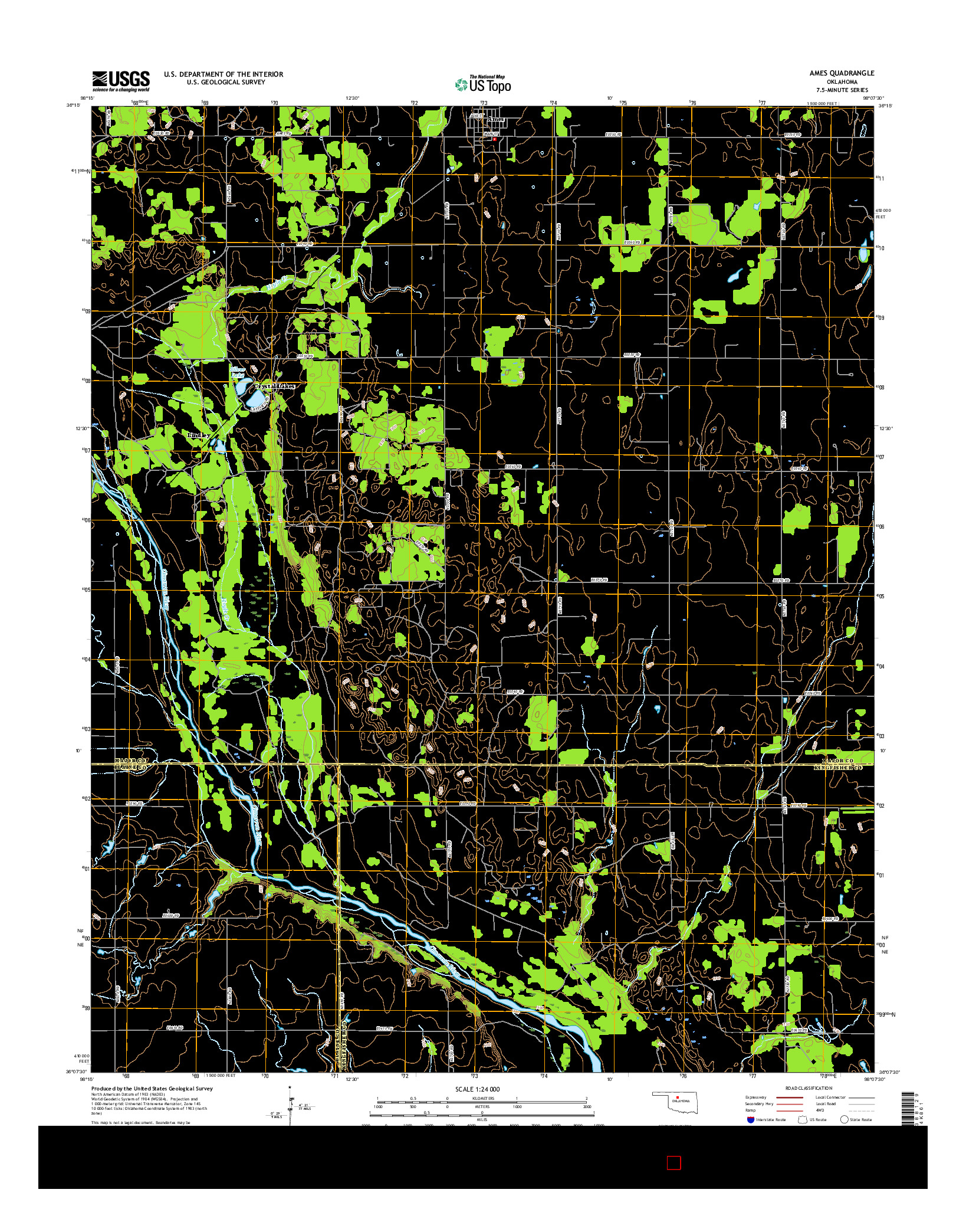 USGS US TOPO 7.5-MINUTE MAP FOR AMES, OK 2016