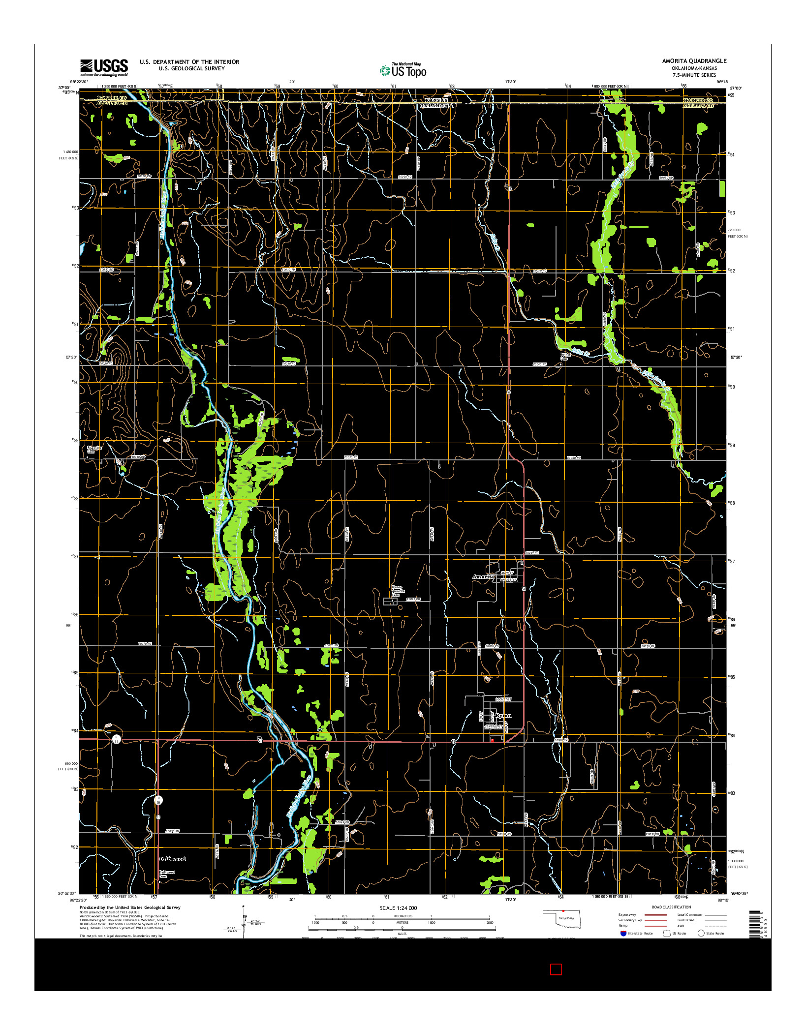 USGS US TOPO 7.5-MINUTE MAP FOR AMORITA, OK-KS 2016