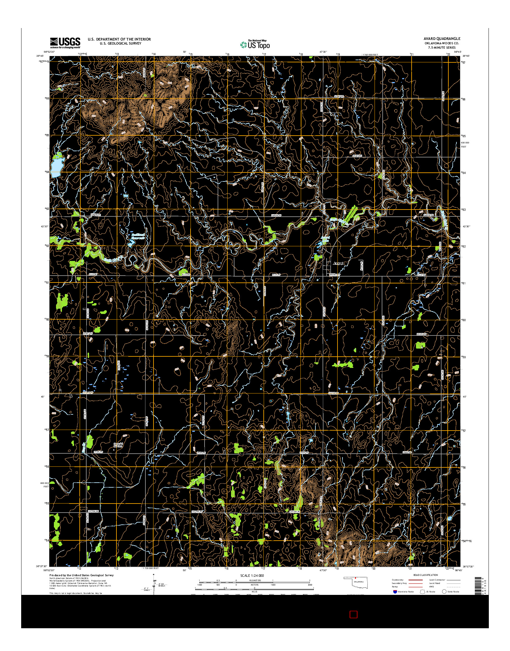 USGS US TOPO 7.5-MINUTE MAP FOR AVARD, OK 2016