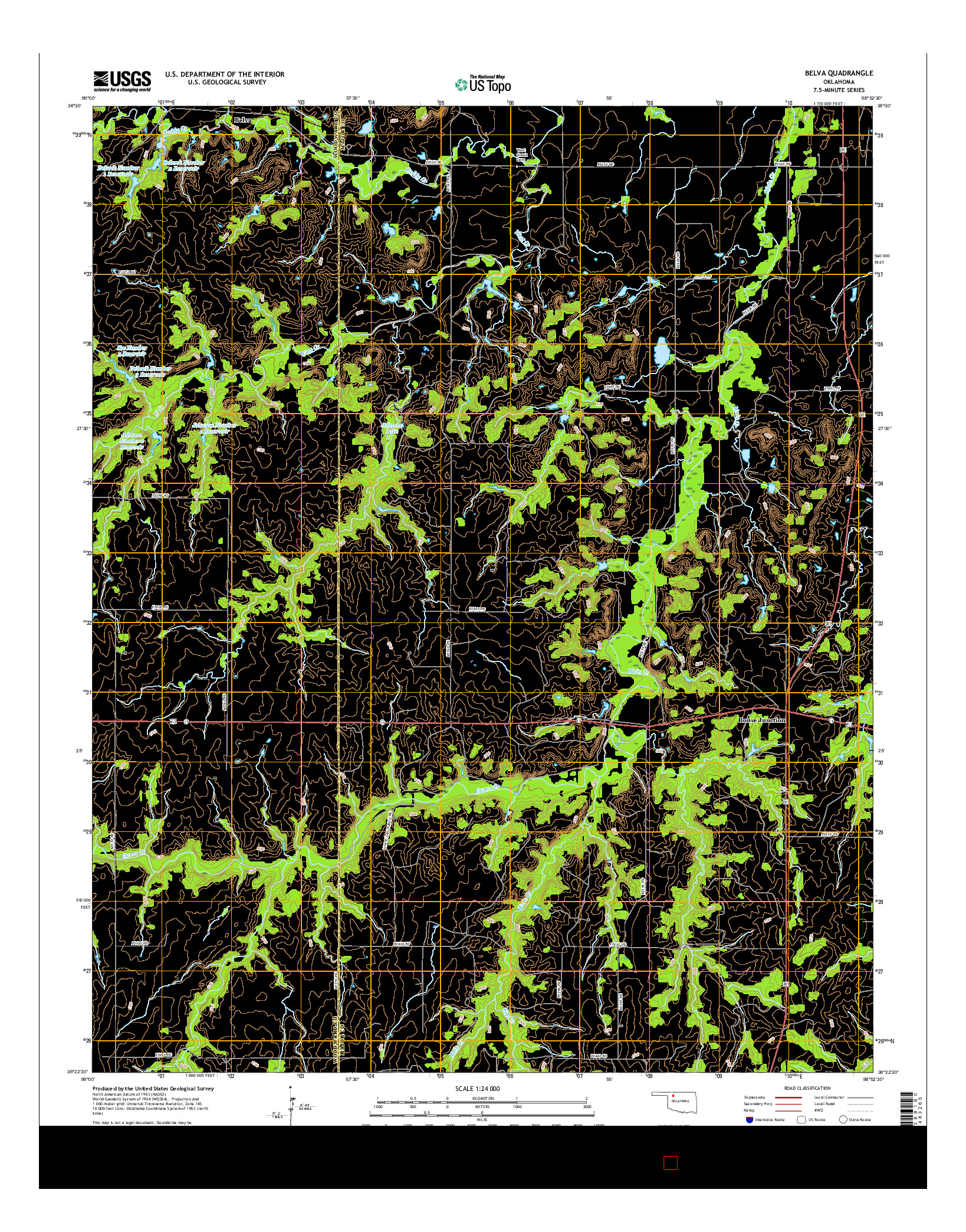 USGS US TOPO 7.5-MINUTE MAP FOR BELVA, OK 2016