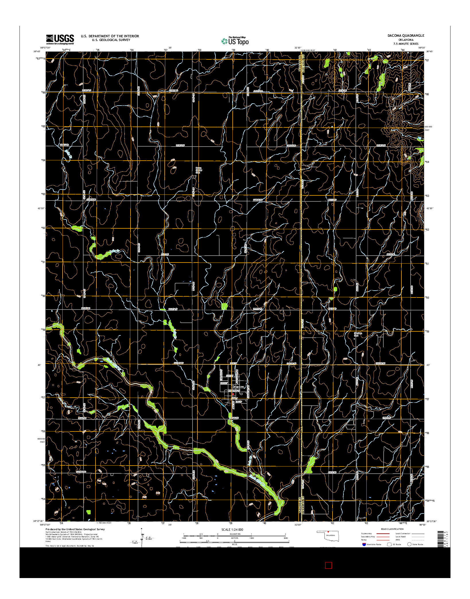 USGS US TOPO 7.5-MINUTE MAP FOR DACOMA, OK 2016