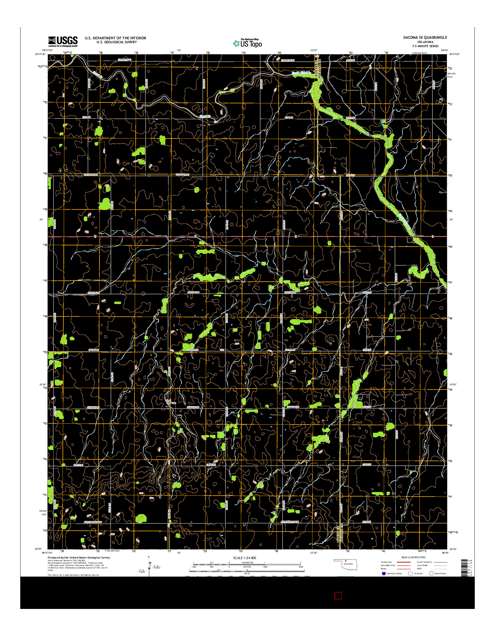 USGS US TOPO 7.5-MINUTE MAP FOR DACOMA SE, OK 2016