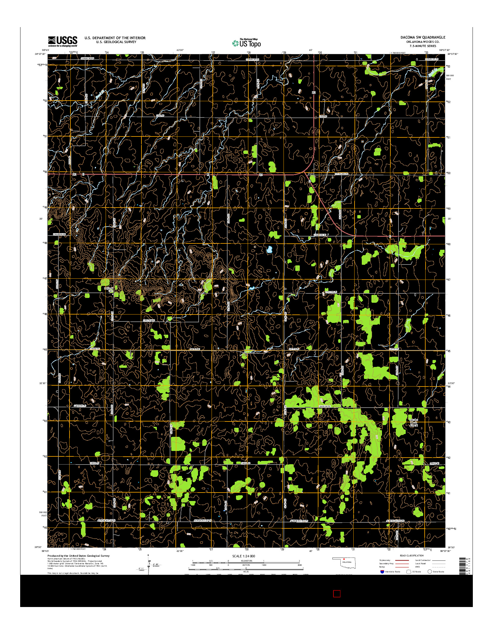 USGS US TOPO 7.5-MINUTE MAP FOR DACOMA SW, OK 2016