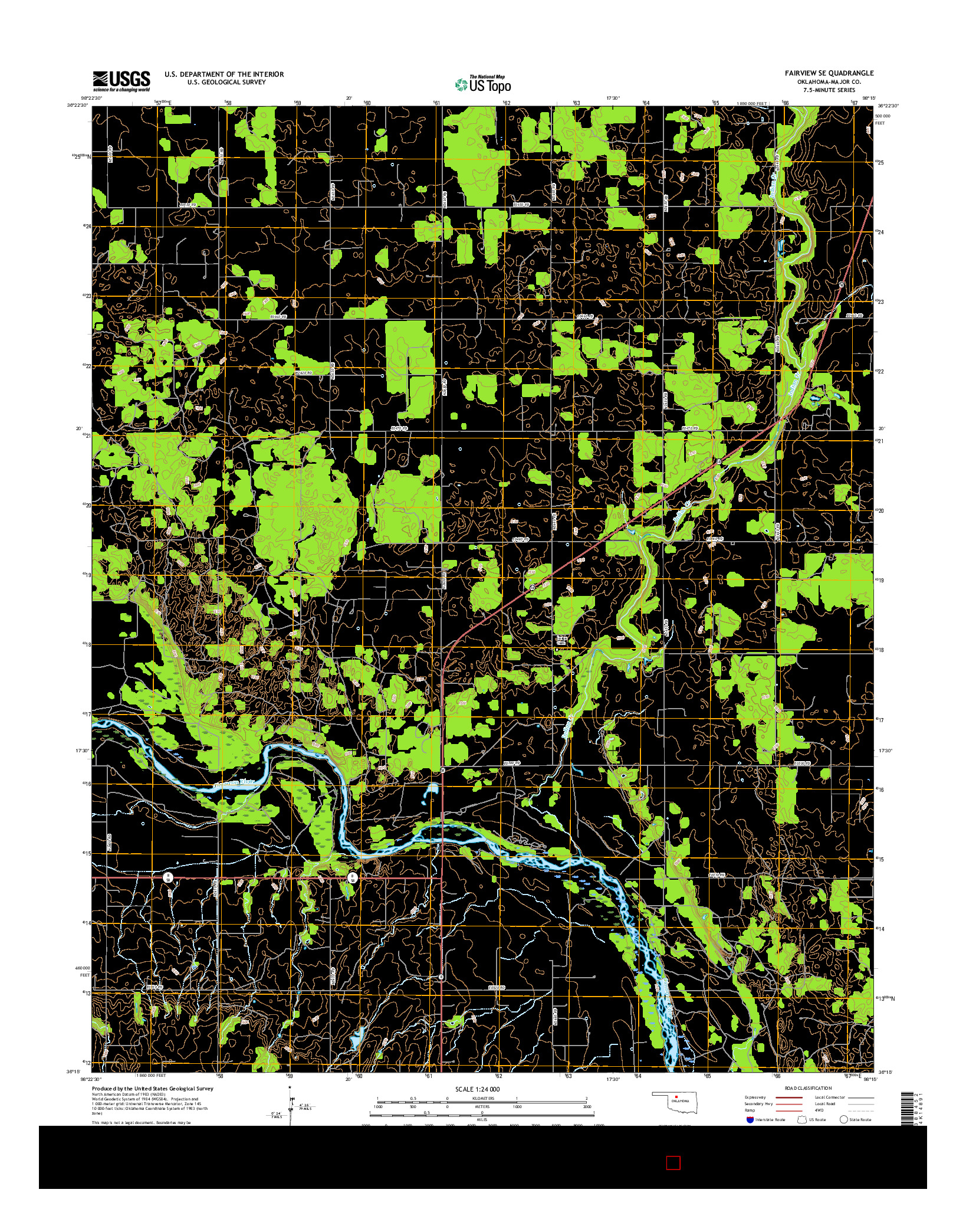 USGS US TOPO 7.5-MINUTE MAP FOR FAIRVIEW SE, OK 2016