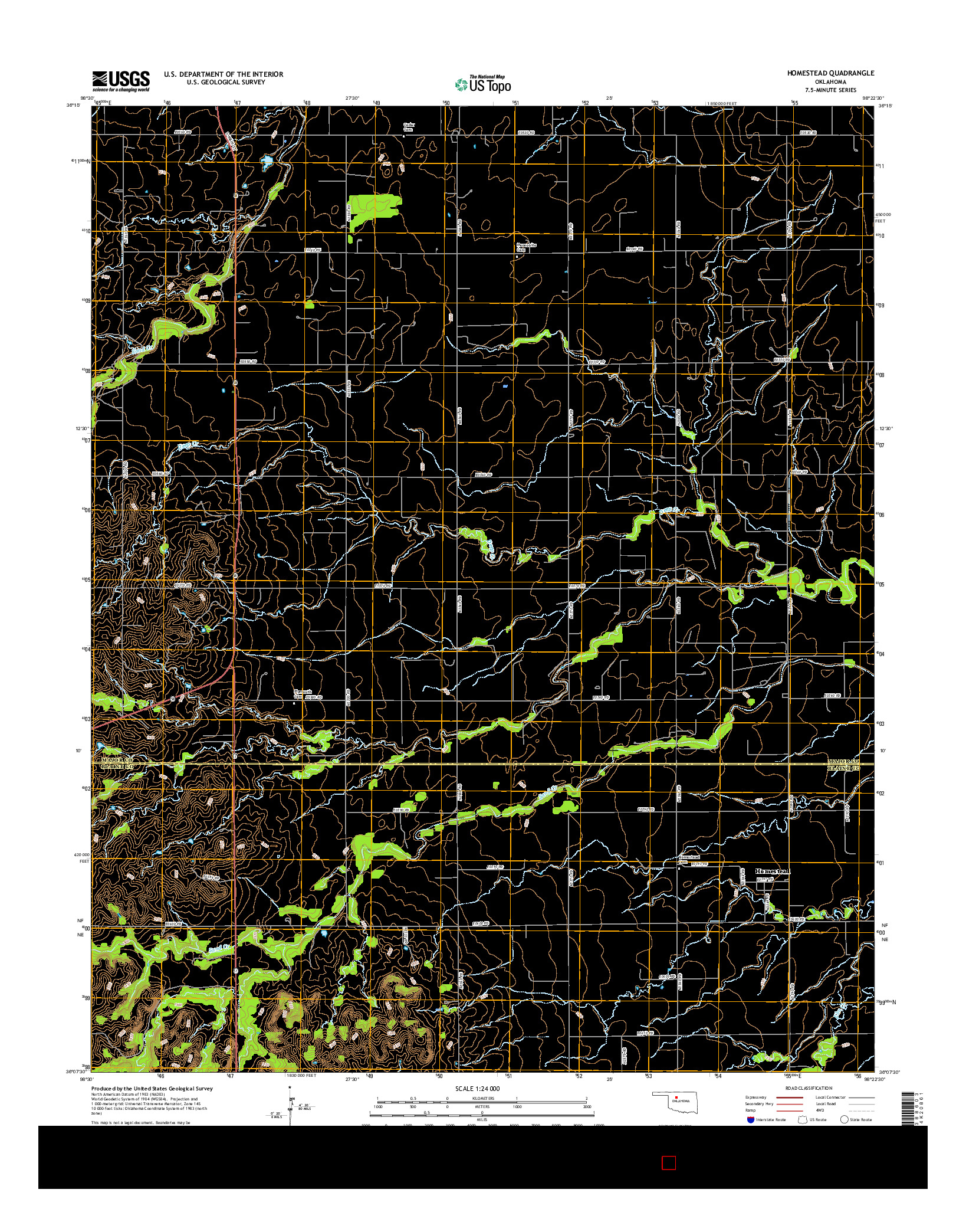USGS US TOPO 7.5-MINUTE MAP FOR HOMESTEAD, OK 2016