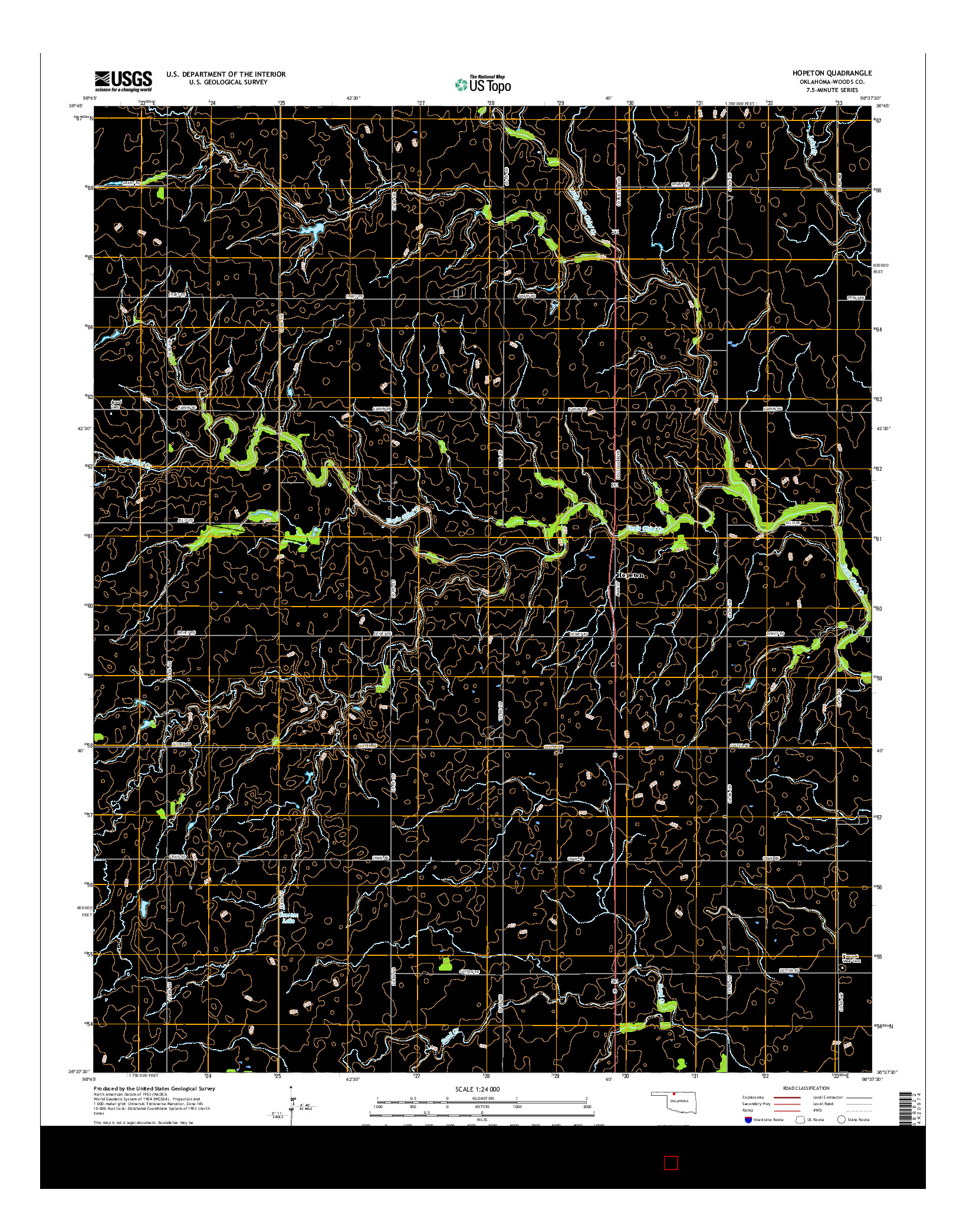 USGS US TOPO 7.5-MINUTE MAP FOR HOPETON, OK 2016