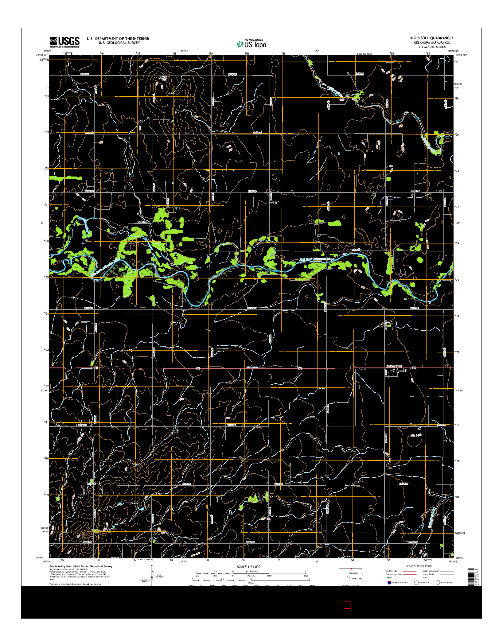 USGS US TOPO 7.5-MINUTE MAP FOR INGERSOLL, OK 2016