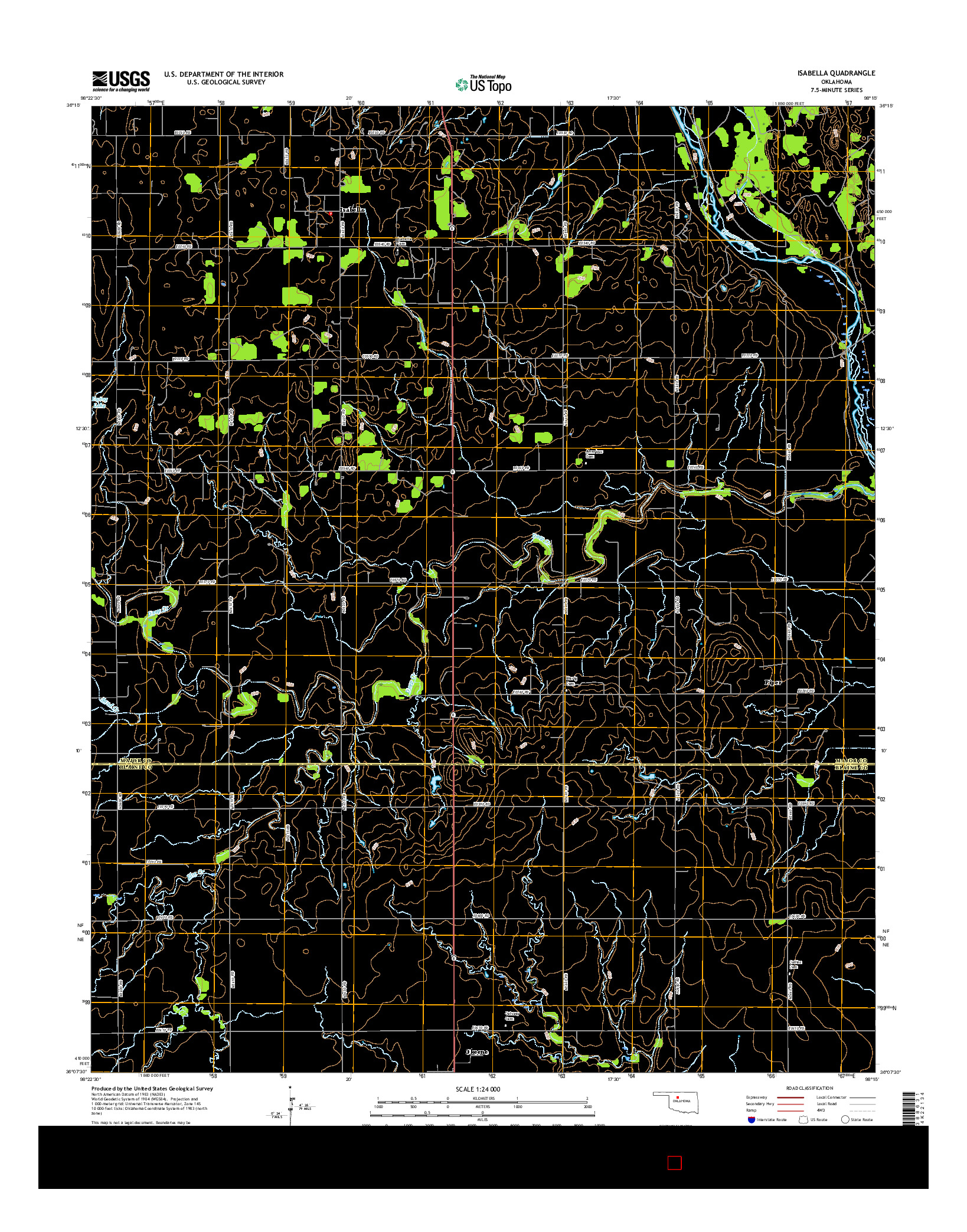 USGS US TOPO 7.5-MINUTE MAP FOR ISABELLA, OK 2016