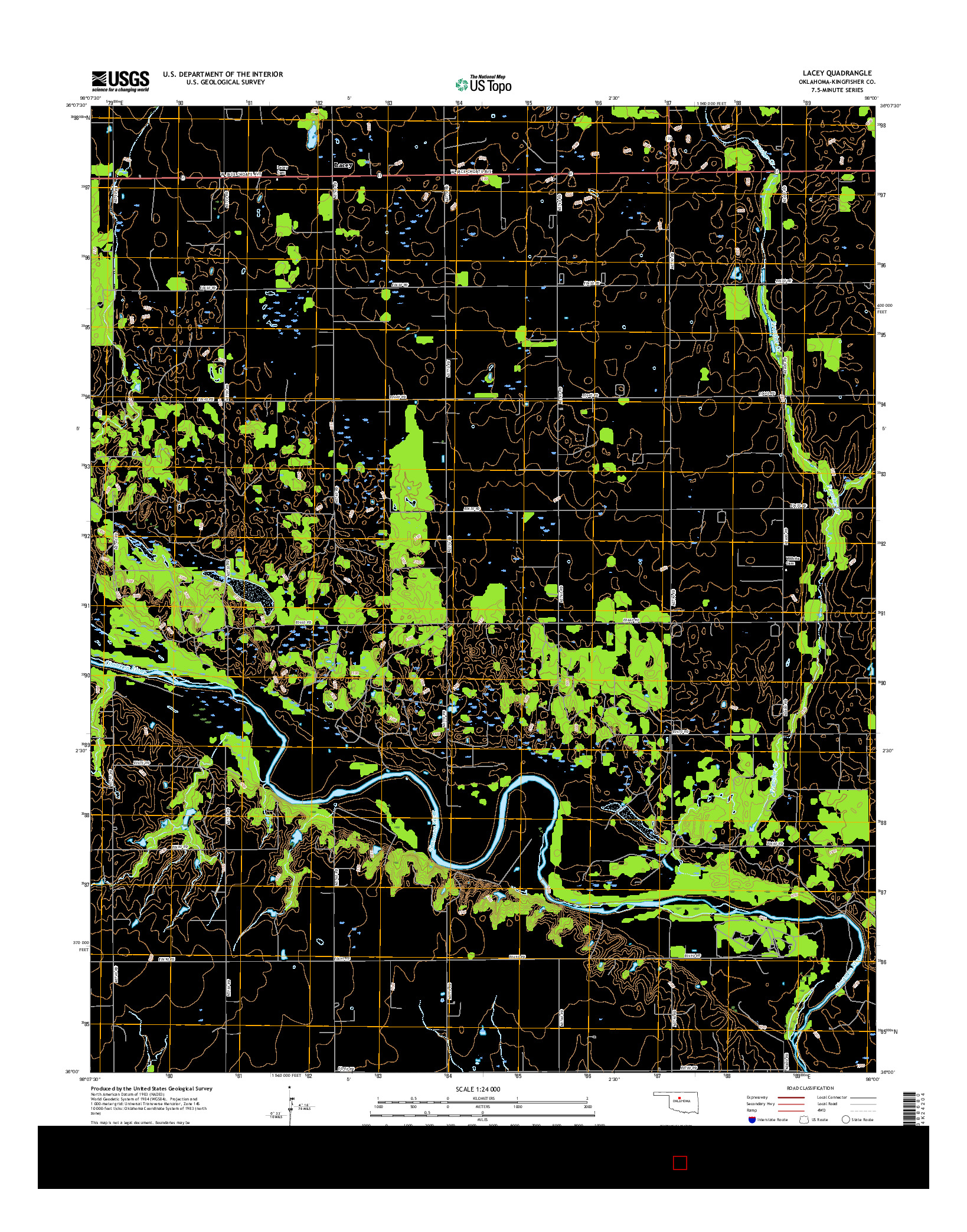 USGS US TOPO 7.5-MINUTE MAP FOR LACEY, OK 2016