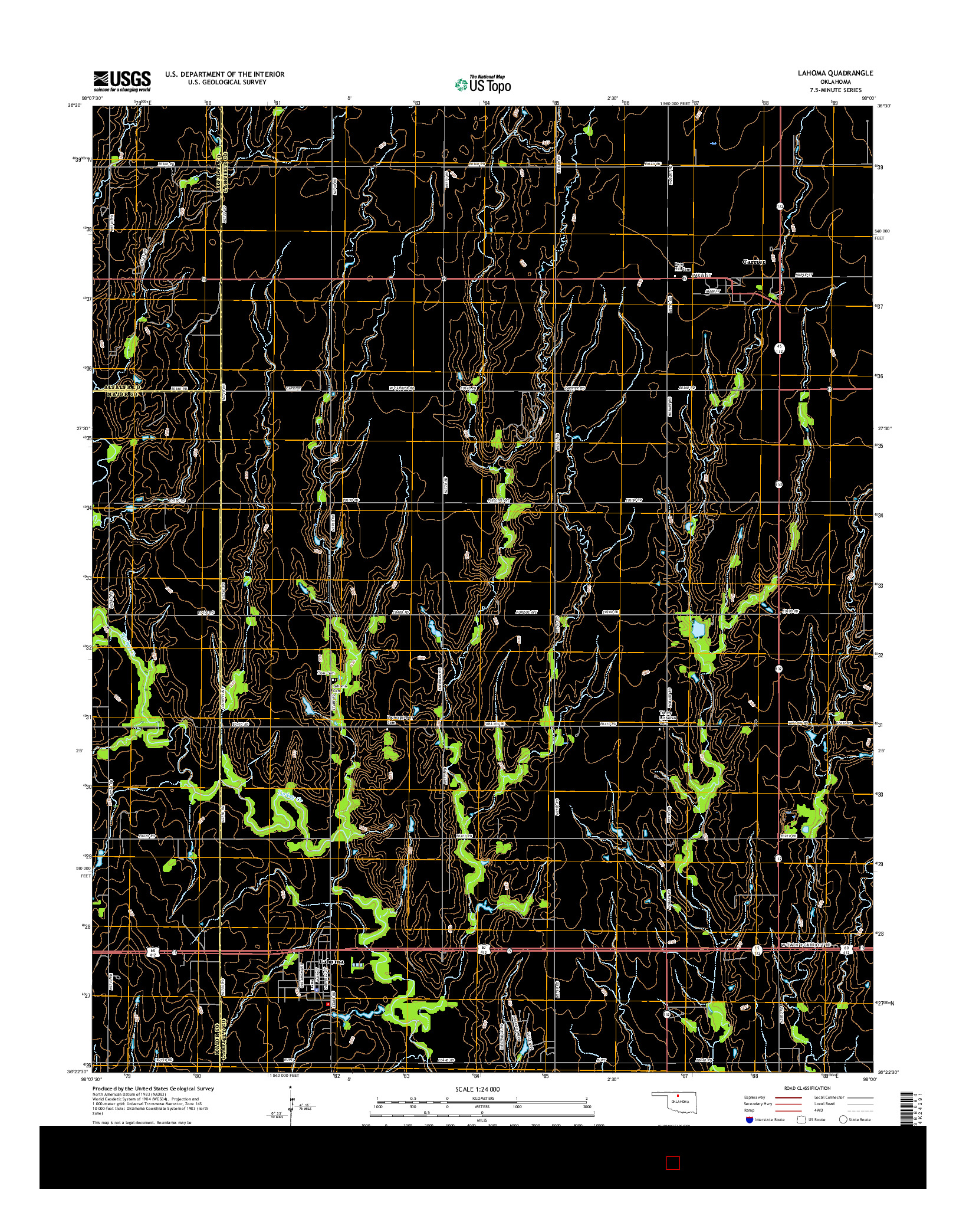 USGS US TOPO 7.5-MINUTE MAP FOR LAHOMA, OK 2016