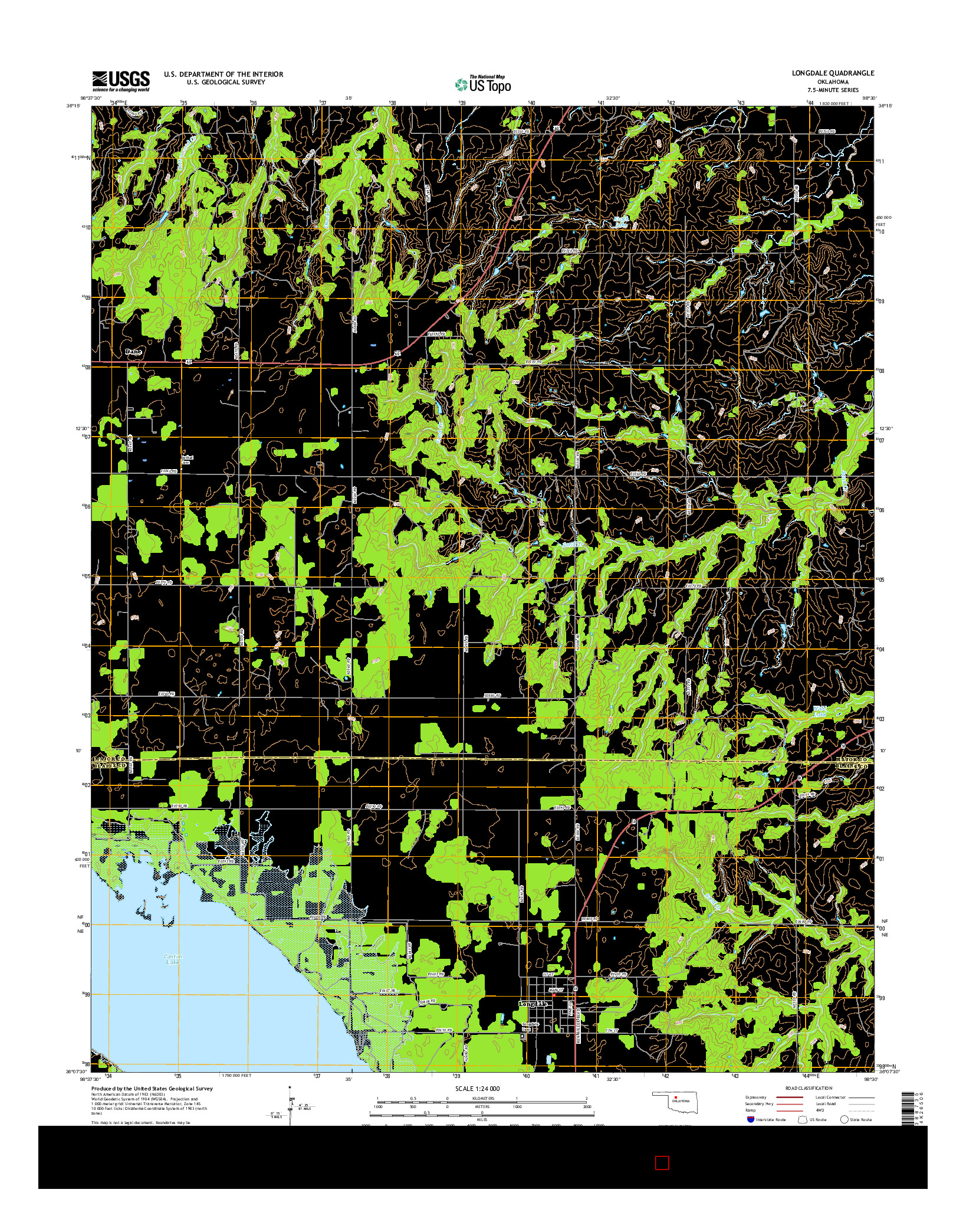 USGS US TOPO 7.5-MINUTE MAP FOR LONGDALE, OK 2016