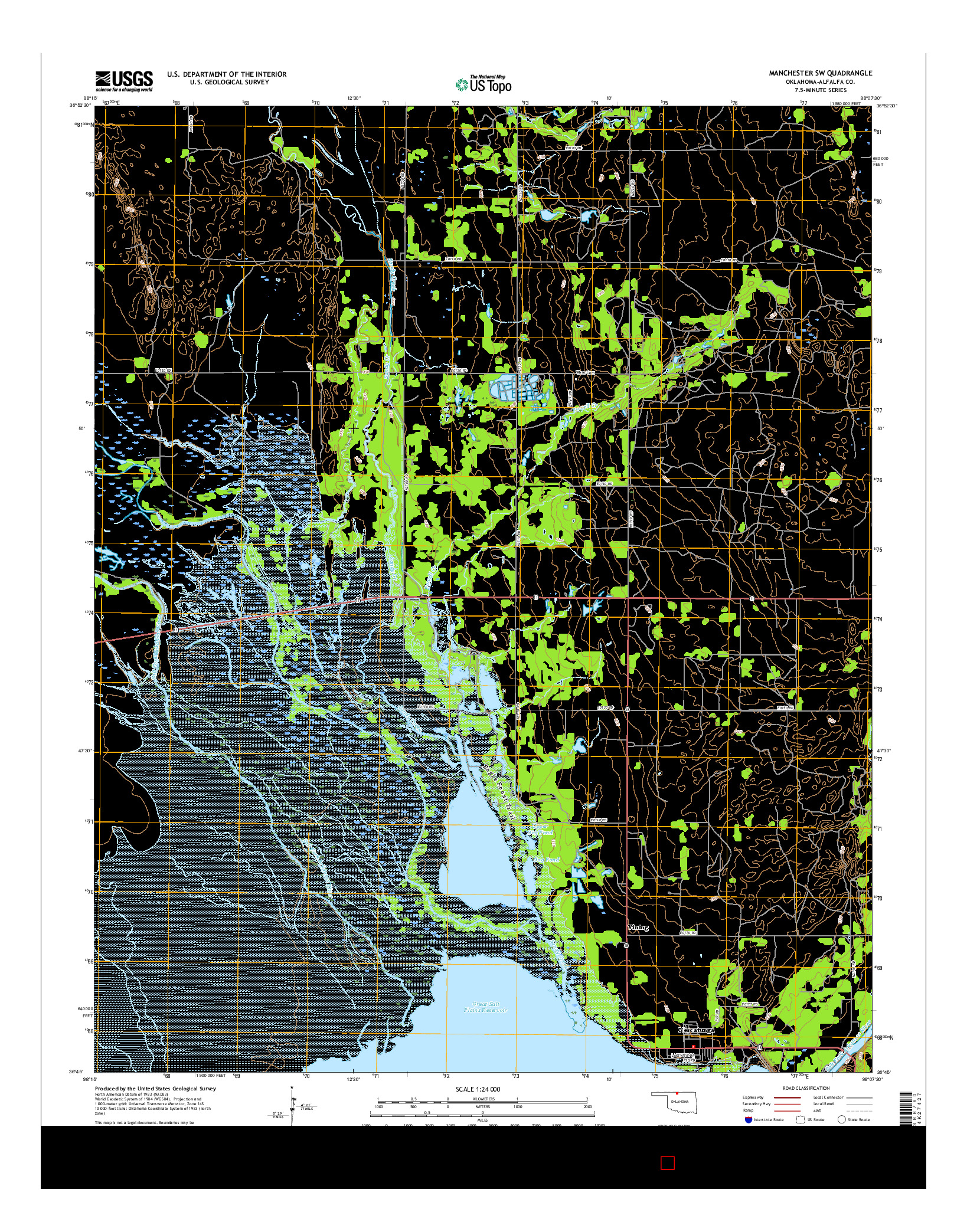 USGS US TOPO 7.5-MINUTE MAP FOR MANCHESTER SW, OK 2016