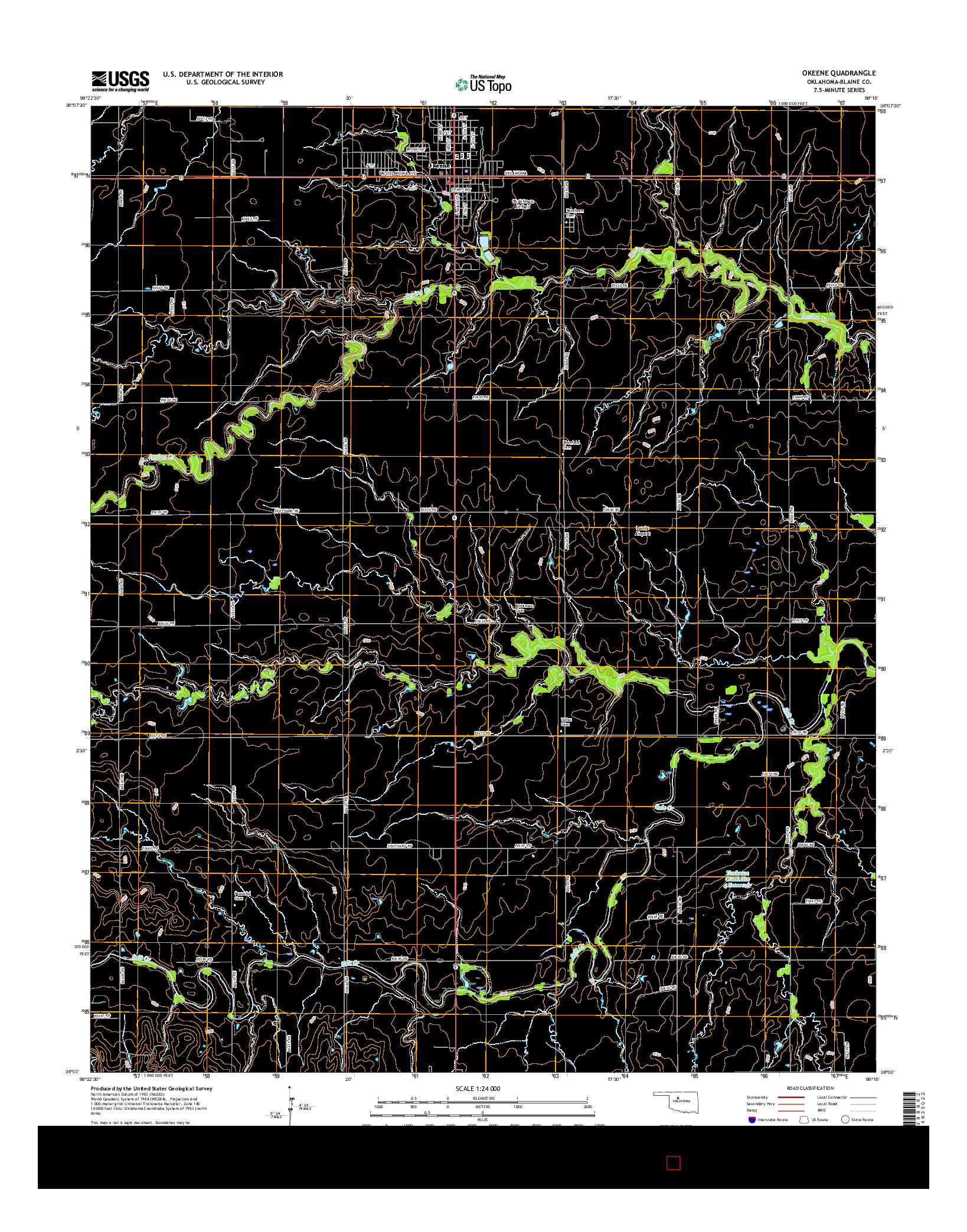 USGS US TOPO 7.5-MINUTE MAP FOR OKEENE, OK 2016