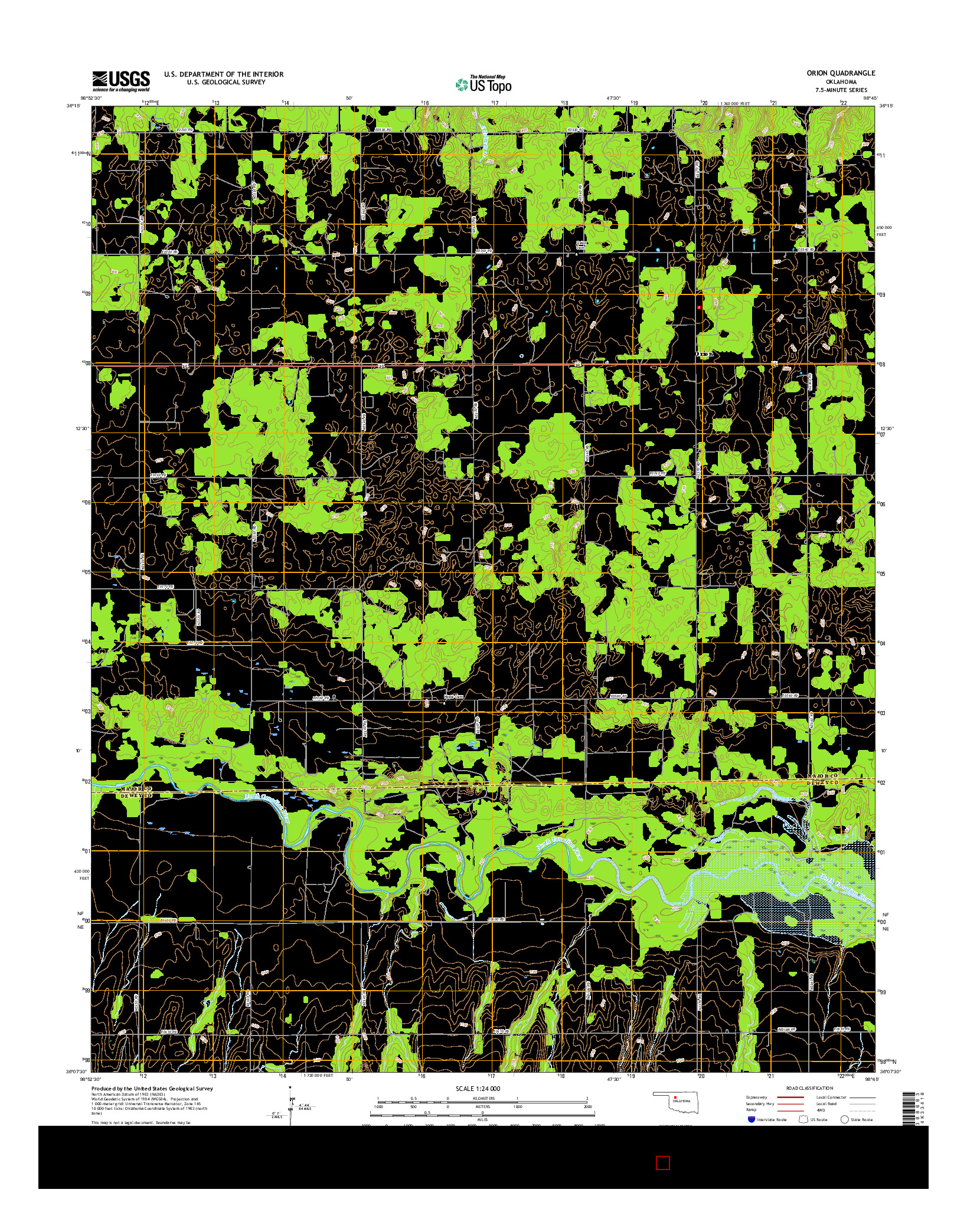 USGS US TOPO 7.5-MINUTE MAP FOR ORION, OK 2016