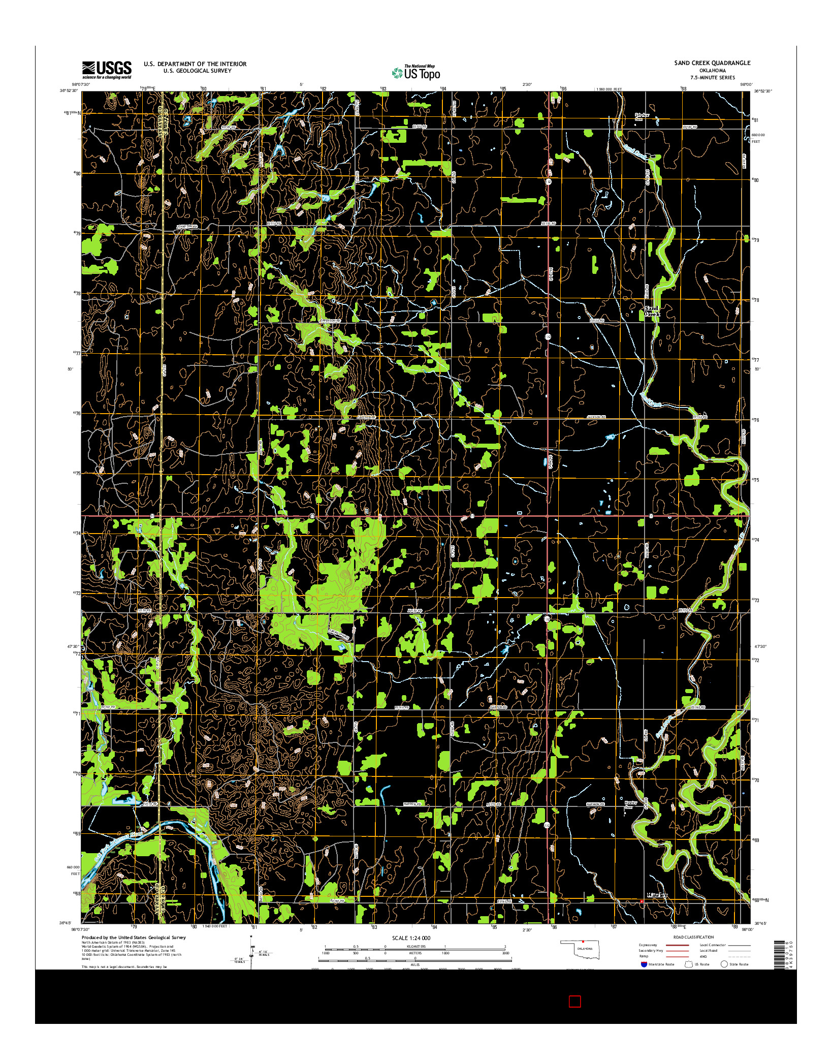USGS US TOPO 7.5-MINUTE MAP FOR SAND CREEK, OK 2016