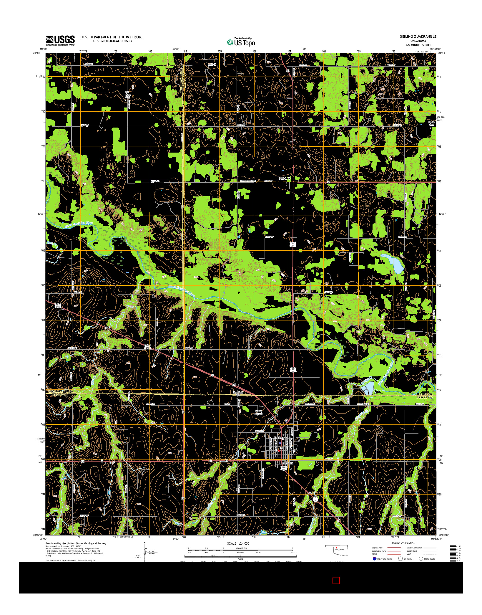 USGS US TOPO 7.5-MINUTE MAP FOR SEILING, OK 2016