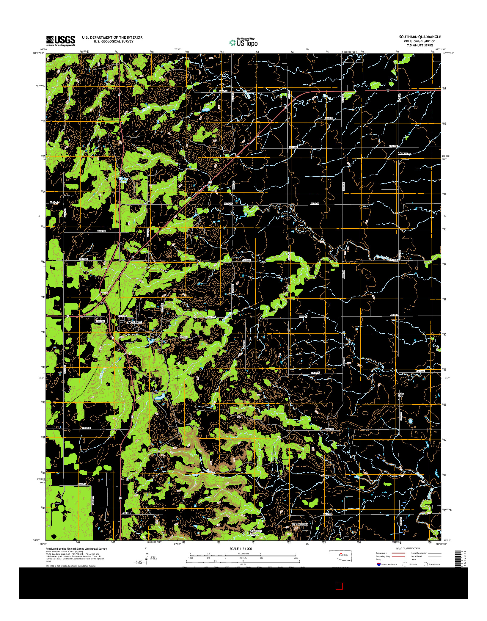 USGS US TOPO 7.5-MINUTE MAP FOR SOUTHARD, OK 2016