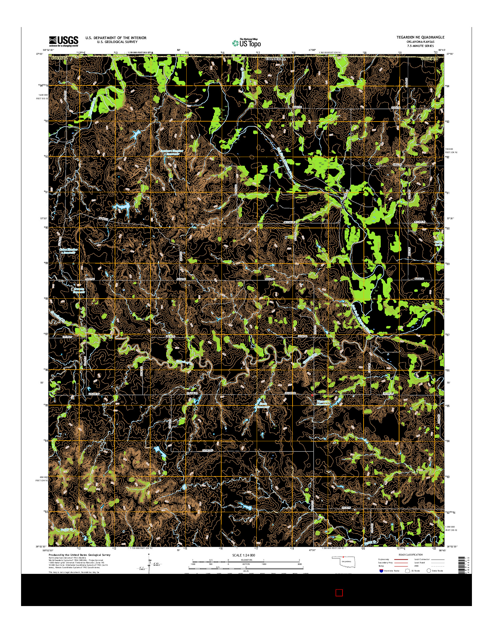 USGS US TOPO 7.5-MINUTE MAP FOR TEGARDEN NE, OK-KS 2016