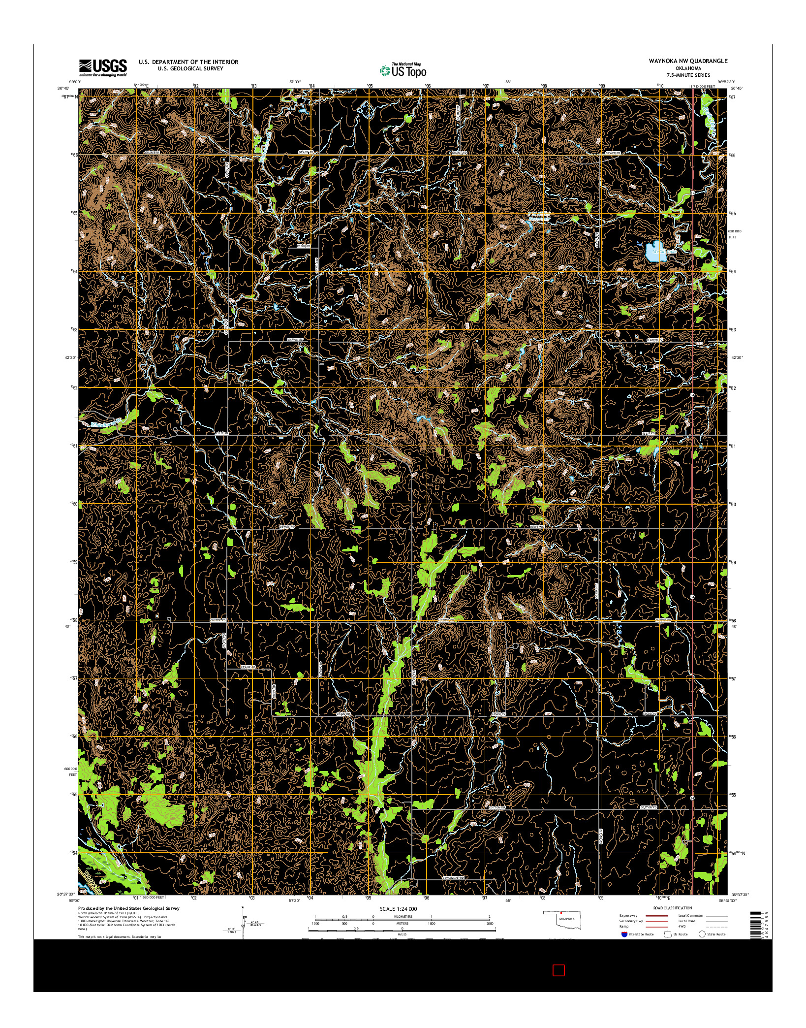 USGS US TOPO 7.5-MINUTE MAP FOR WAYNOKA NW, OK 2016