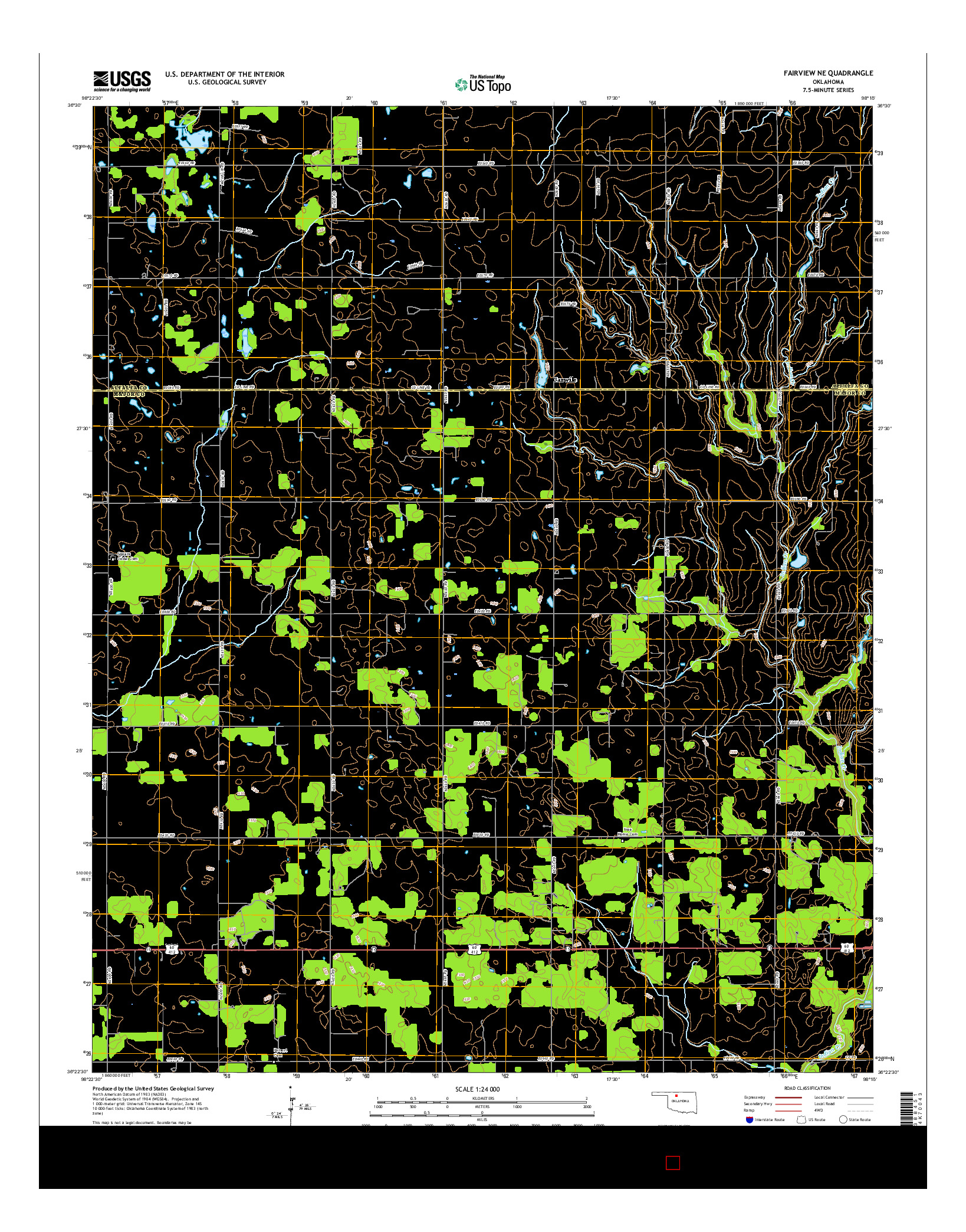 USGS US TOPO 7.5-MINUTE MAP FOR FAIRVIEW NE, OK 2016