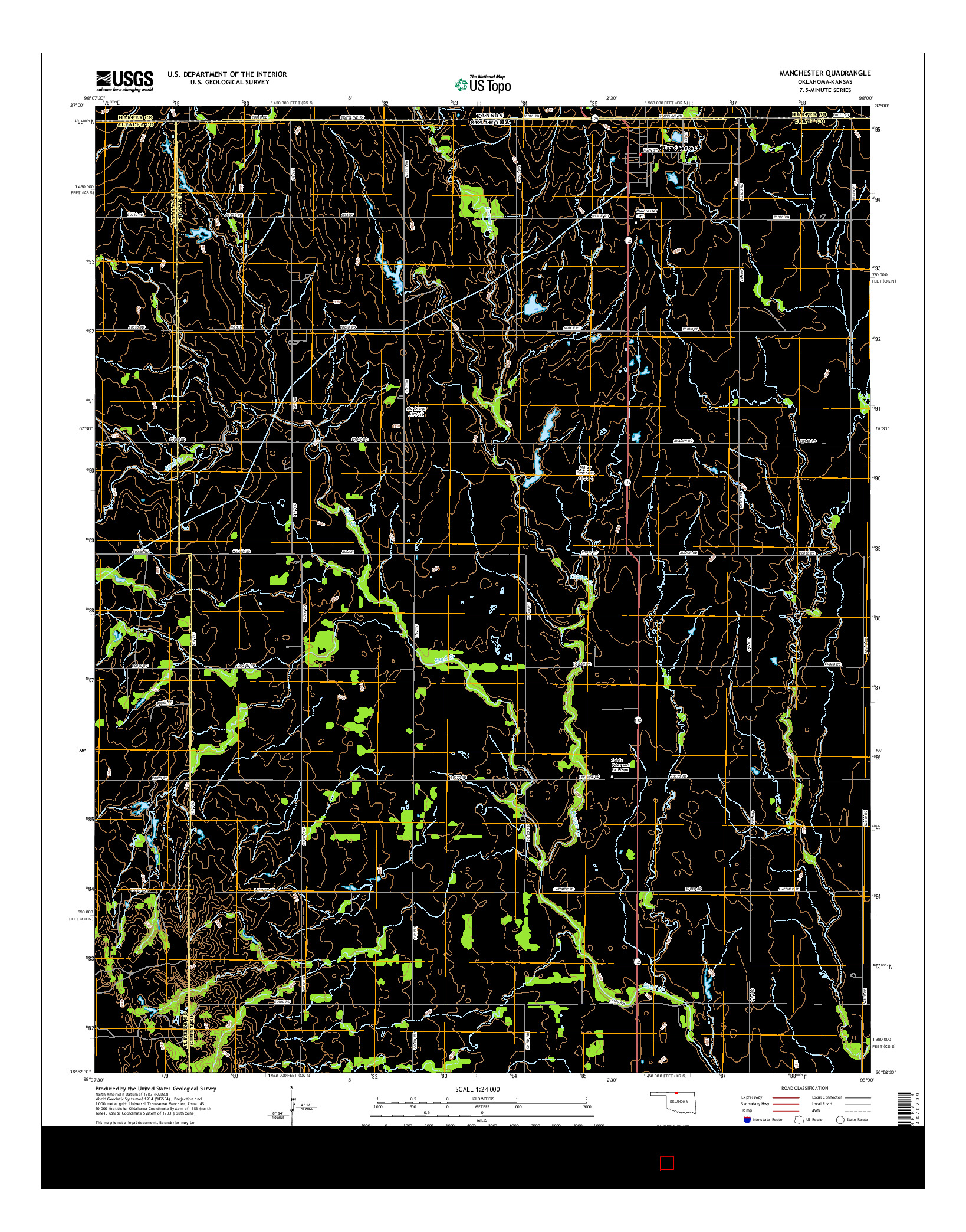 USGS US TOPO 7.5-MINUTE MAP FOR MANCHESTER, OK-KS 2016