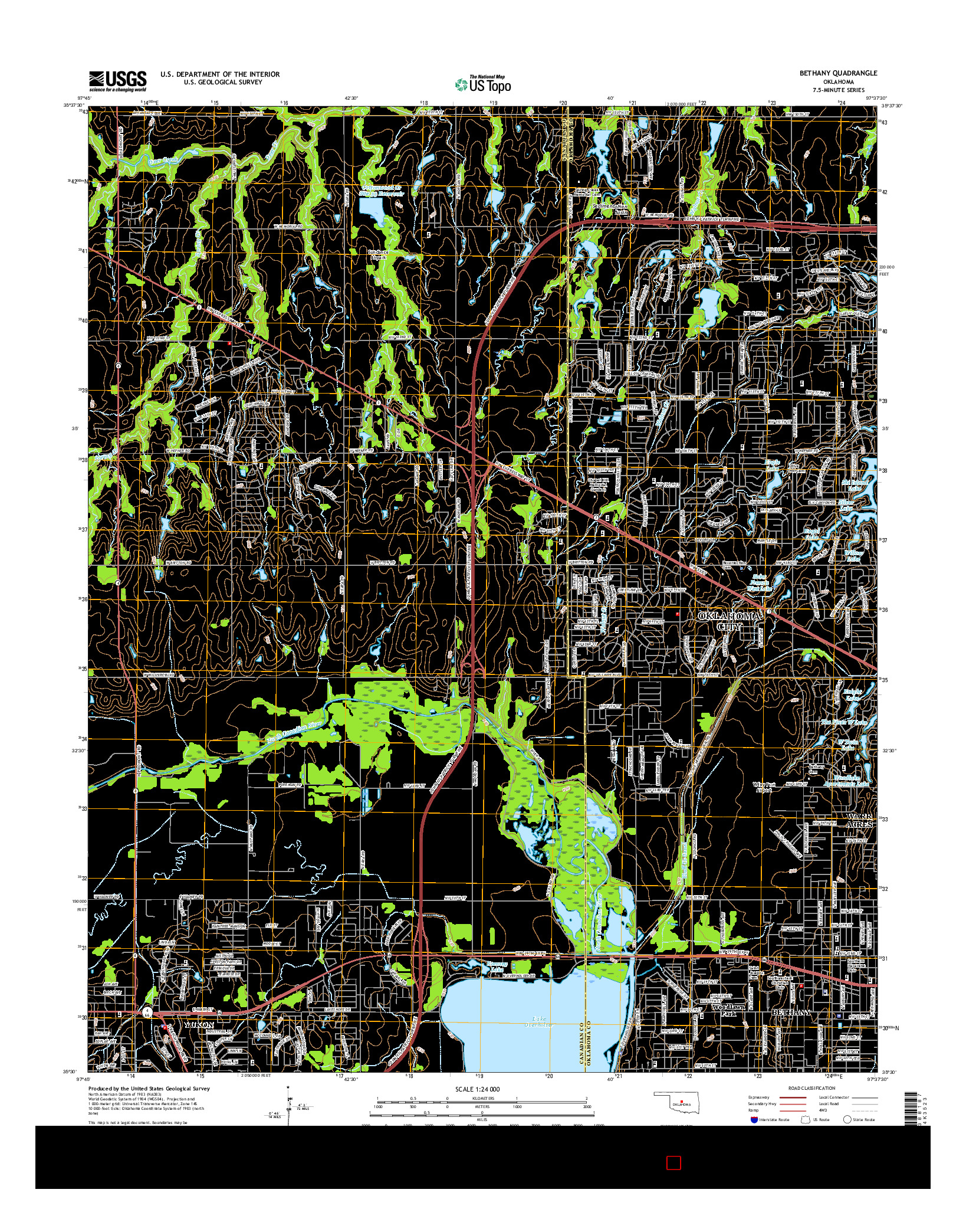 USGS US TOPO 7.5-MINUTE MAP FOR BETHANY, OK 2016