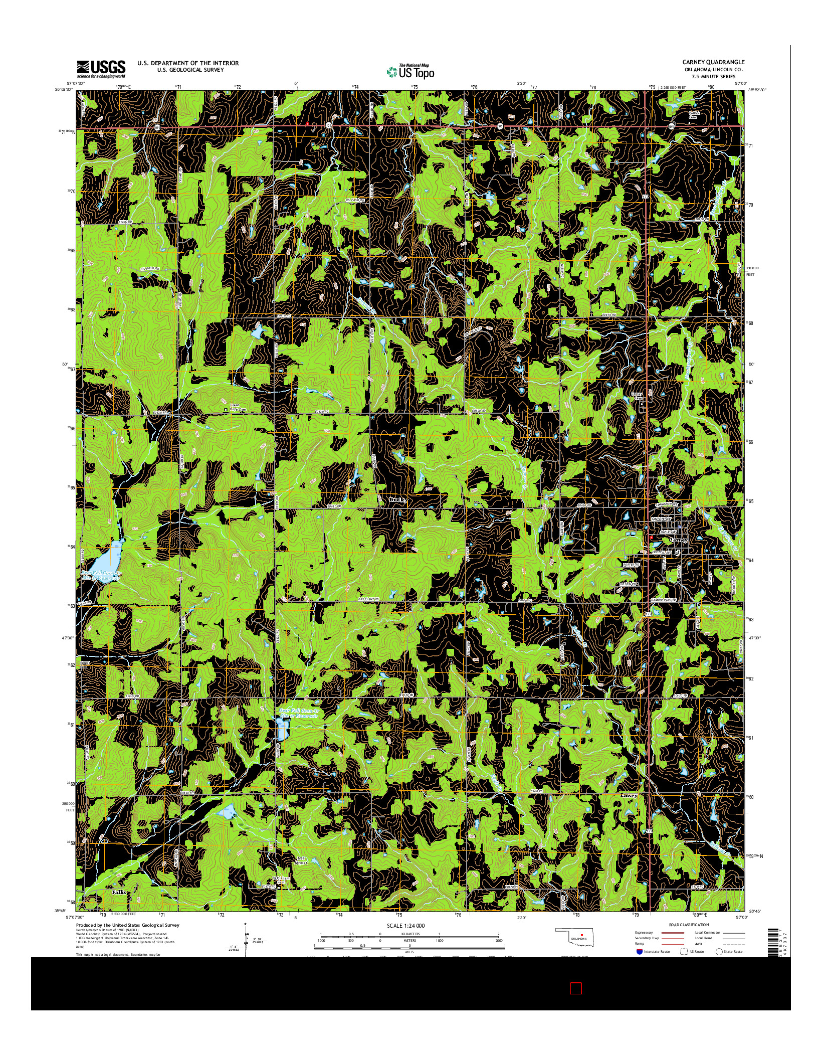 USGS US TOPO 7.5-MINUTE MAP FOR CARNEY, OK 2016