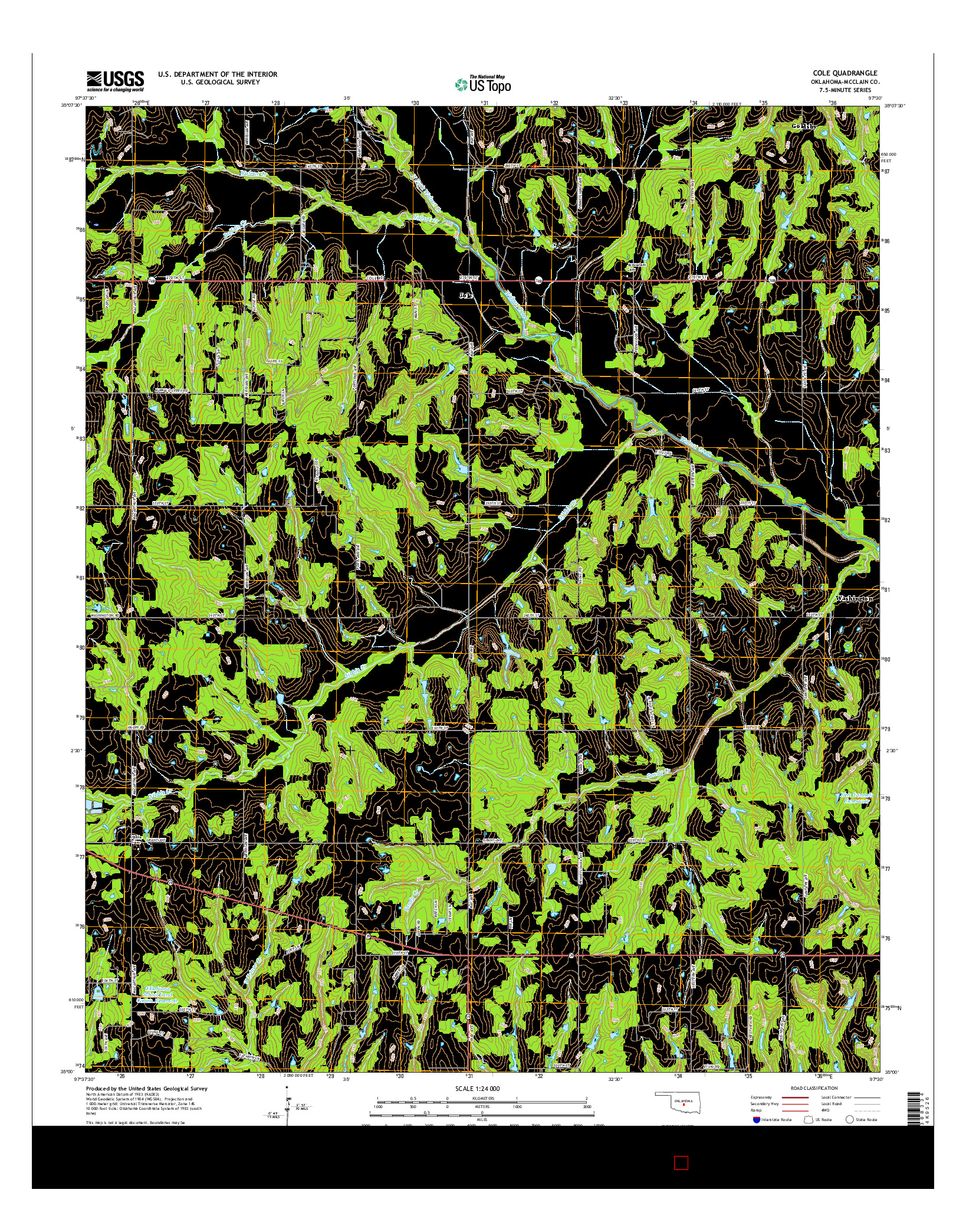 USGS US TOPO 7.5-MINUTE MAP FOR COLE, OK 2016