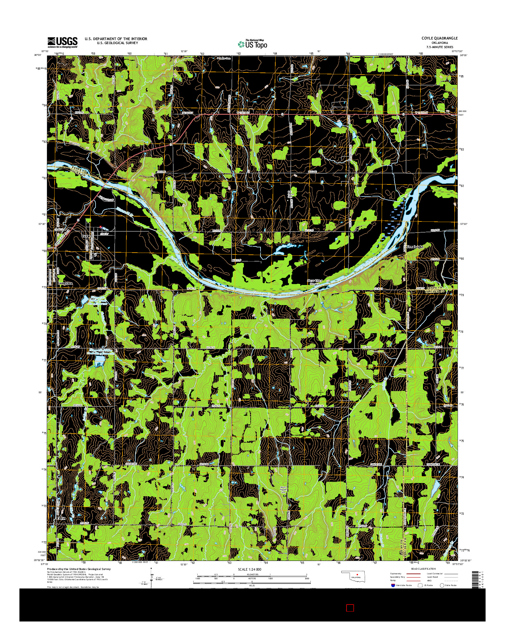 USGS US TOPO 7.5-MINUTE MAP FOR COYLE, OK 2016