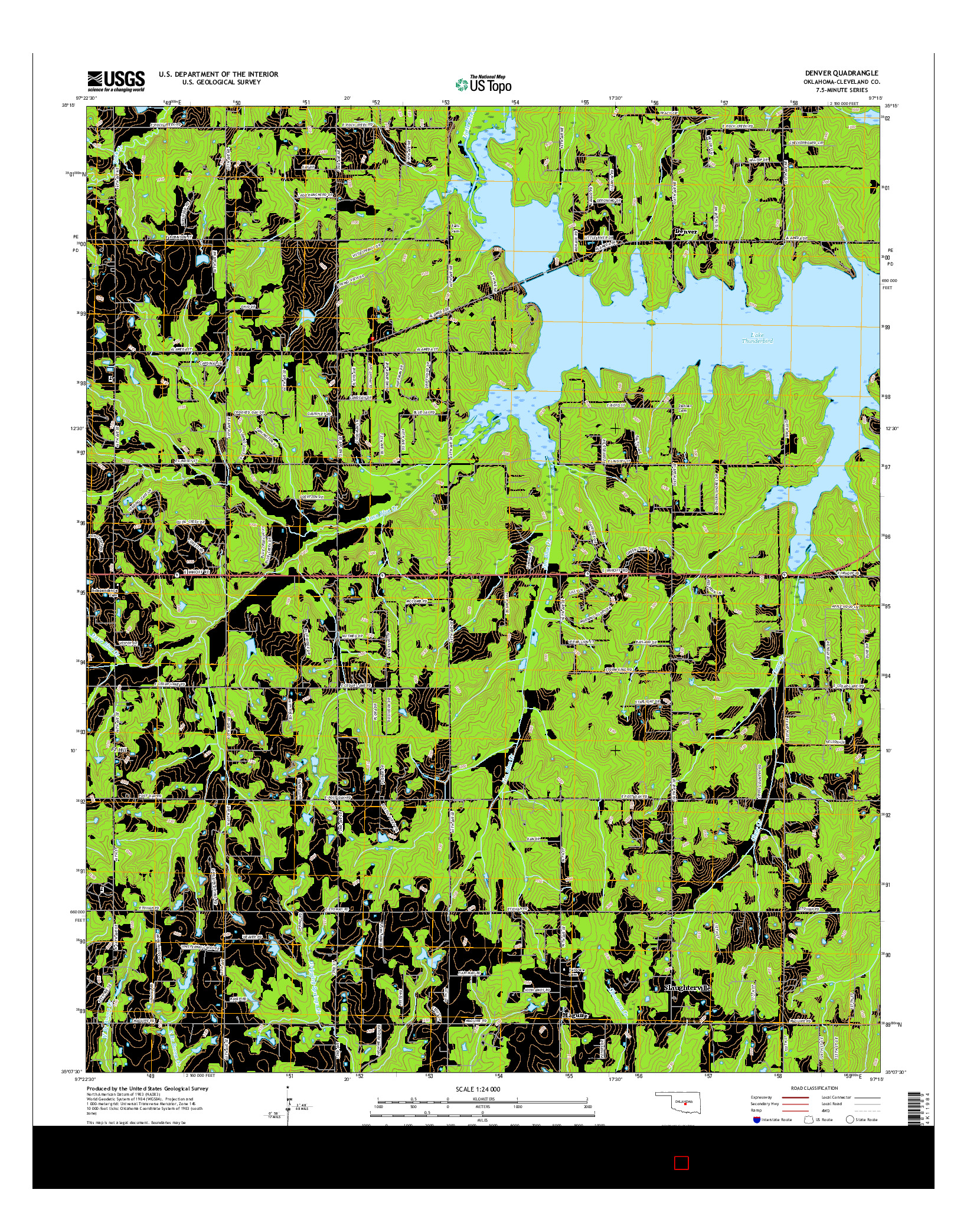 USGS US TOPO 7.5-MINUTE MAP FOR DENVER, OK 2016