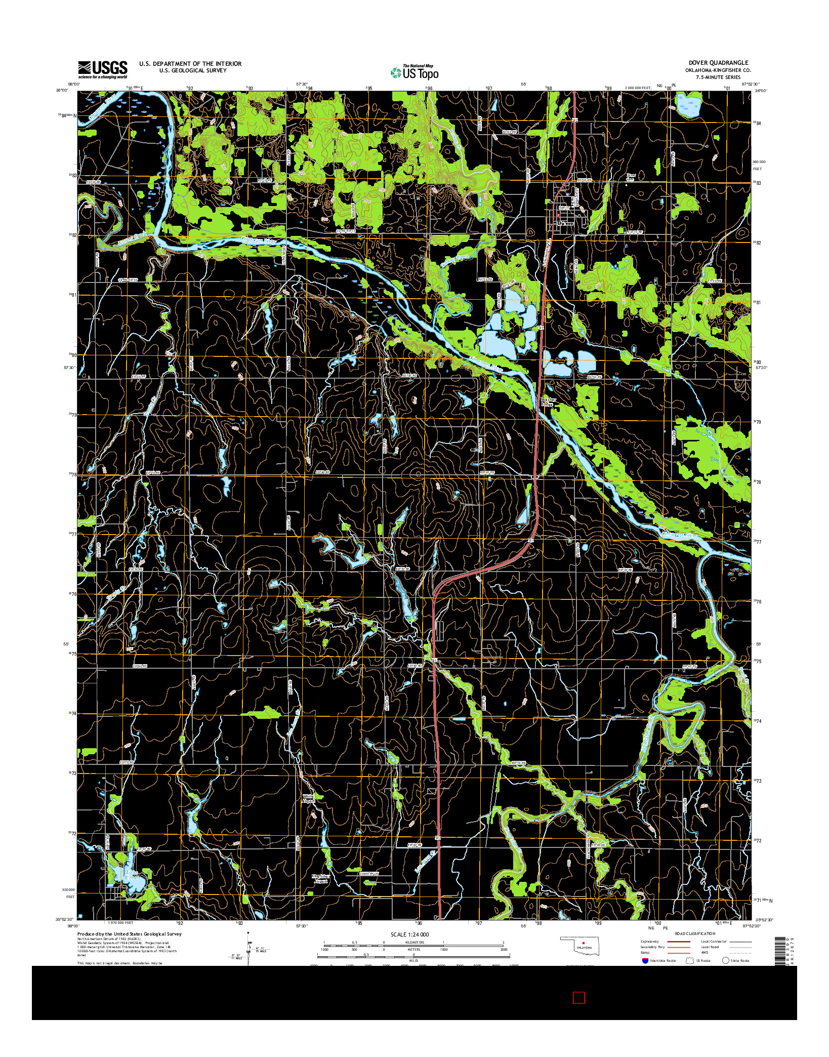 USGS US TOPO 7.5-MINUTE MAP FOR DOVER, OK 2016