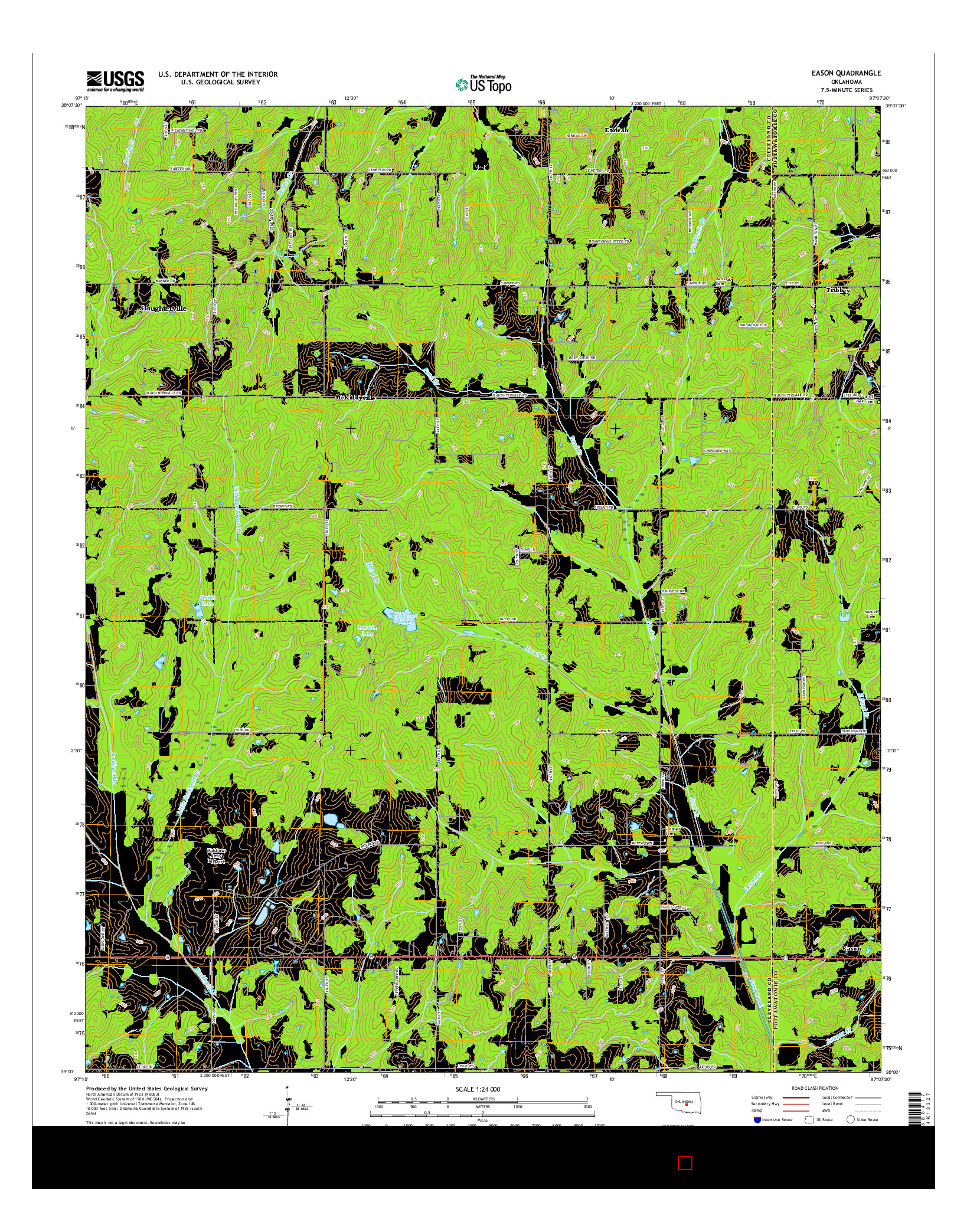 USGS US TOPO 7.5-MINUTE MAP FOR EASON, OK 2016