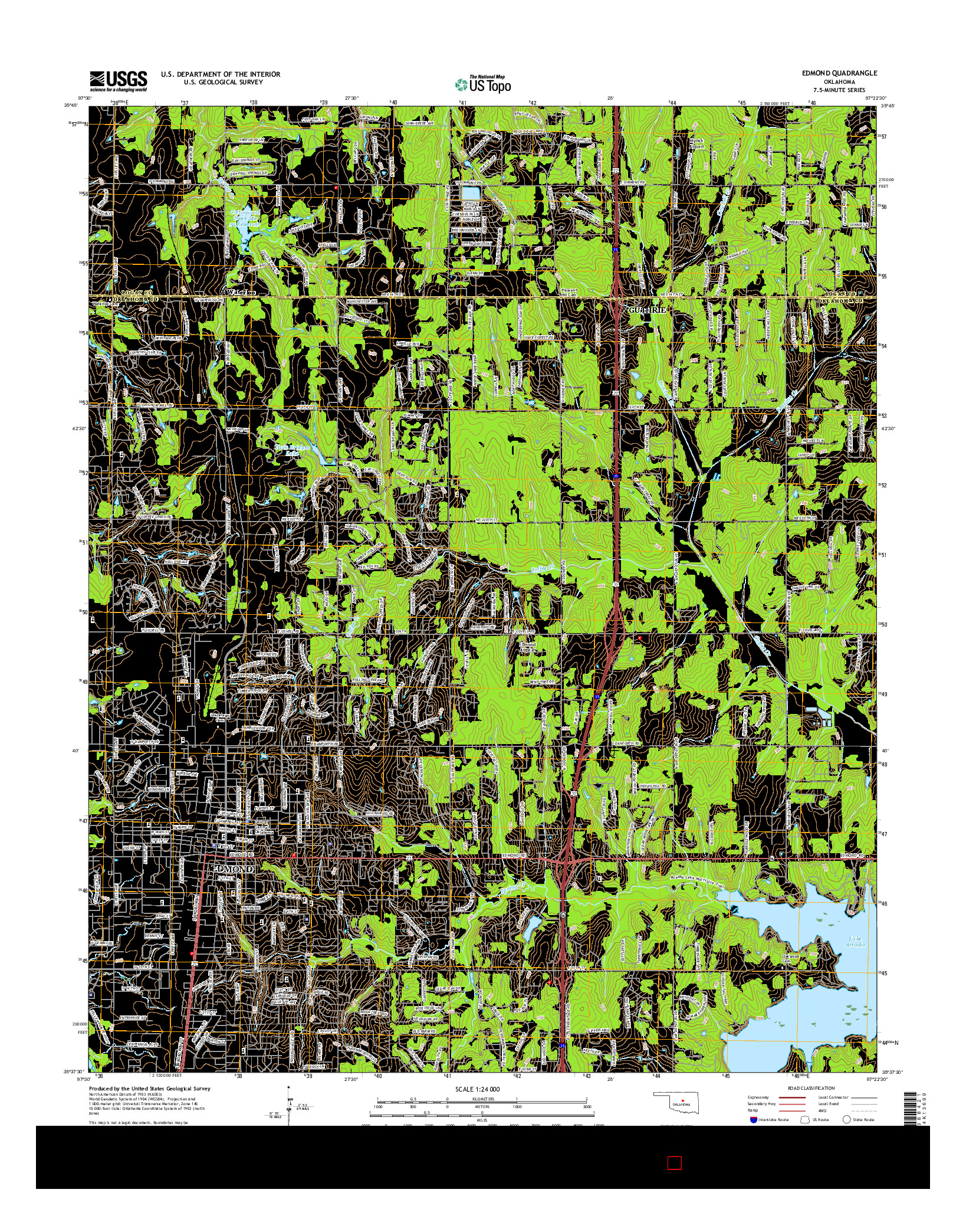 USGS US TOPO 7.5-MINUTE MAP FOR EDMOND, OK 2016